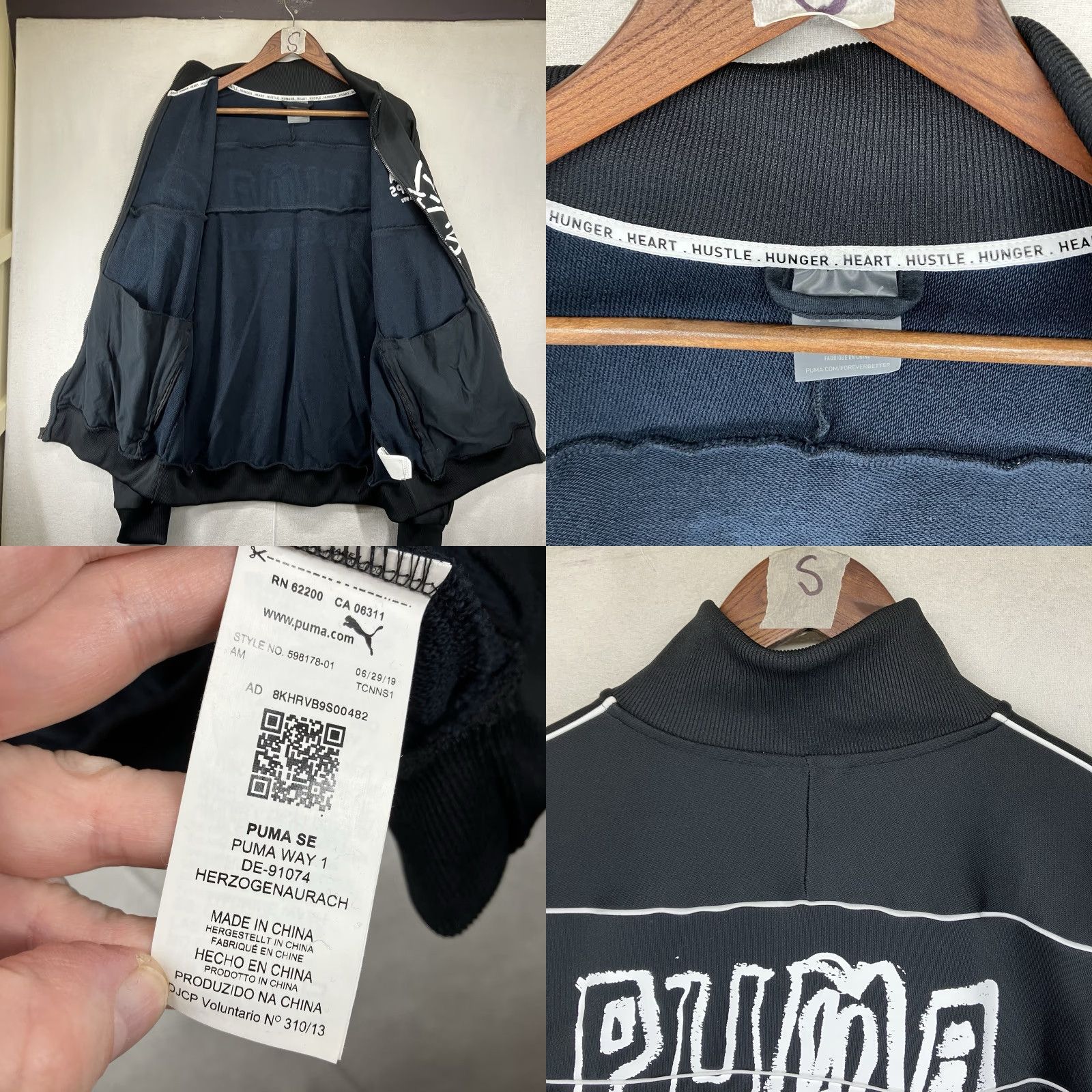 Puma PUMA DIDN'T FLINCH 73 JACKET Track Sweat Shirt Graphic Logo Men 2XL Black Full Zip Stand-Up Collar Long Sleeve Fleece Regular Fit Sportswear Size US XXL / EU 58 / 5 - 9 Thumbnail