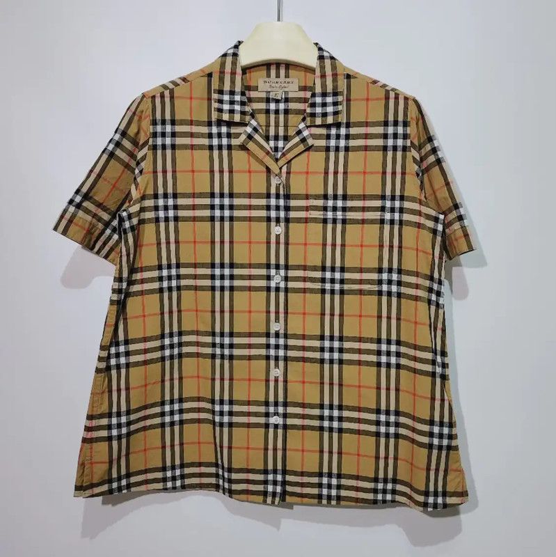 Burberry Burberry Short Sleeve Checked Cotton Blouse Size S / US 4 / IT 40 - 1 Thumbnail