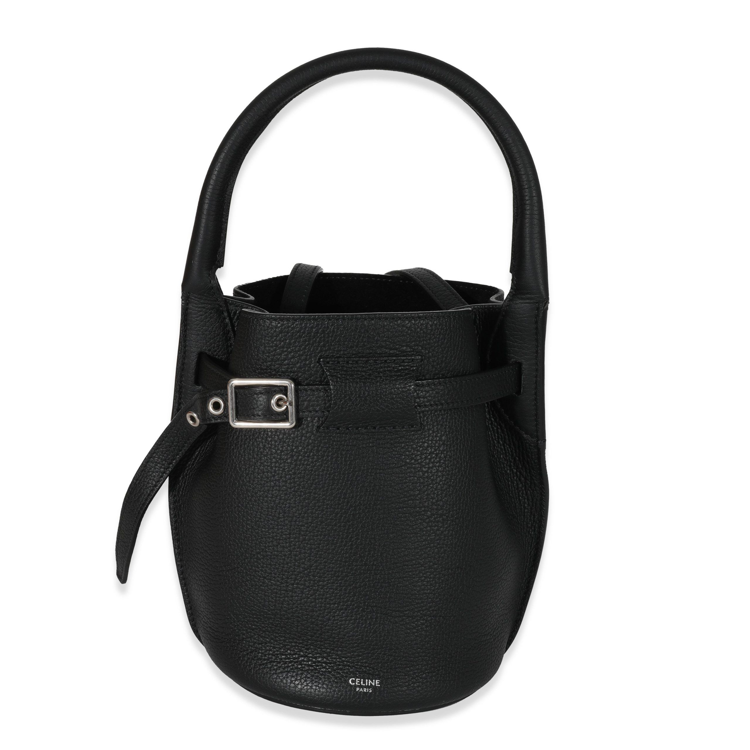 image of Celine Black Supple Grained Calfskin Big Bag Nano Bucket, Women's