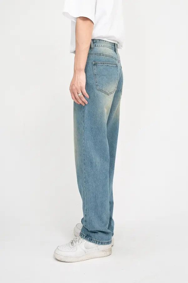 Japanese Brand Men's wide-leg vintage distressed loose straight jeans Size US 34 / EU 50 - 4 Thumbnail