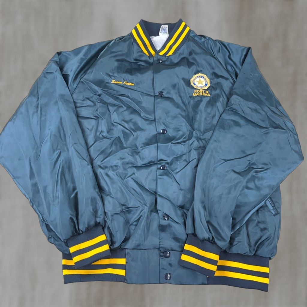 Vintage VINTAGE Satin Jacket Men 2XL Blue Yellow Bomber USA 80s / 90s - Nike T-Shirt Size US XXL / EU 58 / 5 - 1 Thumbnail