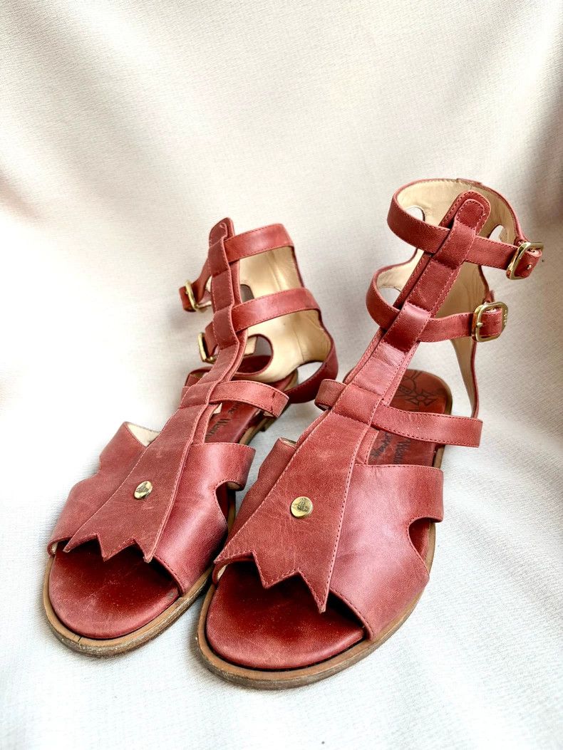 Vivienne Westwood Vivienne Westwood Red and brown Roman sandals Size US 7.5 / IT 37.5 - 1 Thumbnail
