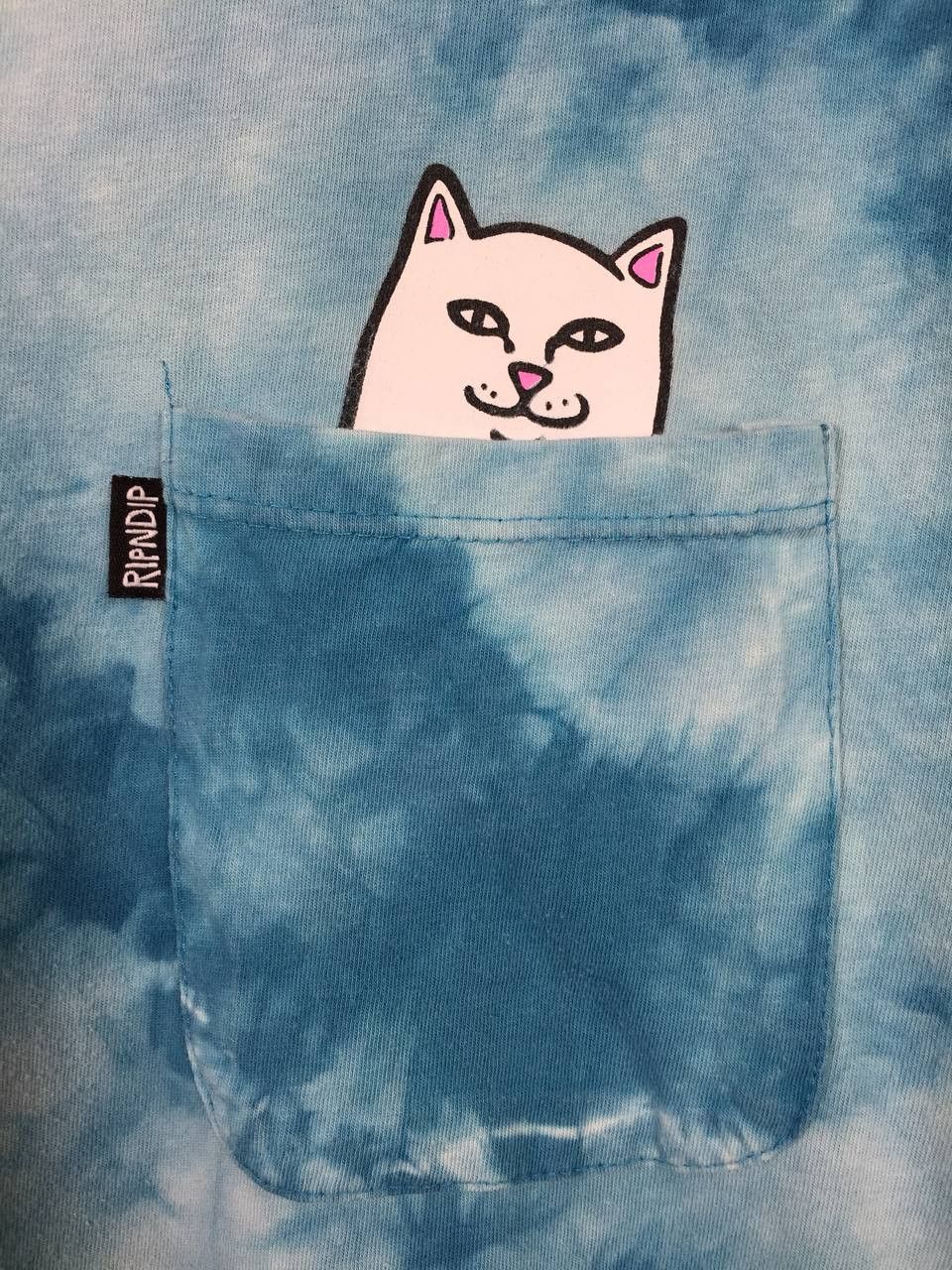 RIPNDIP Rip N Dip Lord Nermal Blue Wash Tie Dye Pocket Tee Size US L / EU 52-54 / 3 - 4 Thumbnail