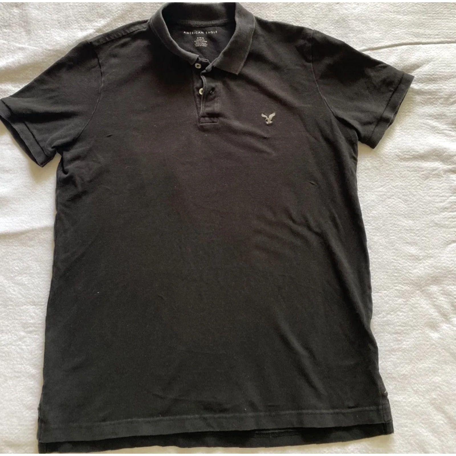 American Eagle Outfitters American Eagle Outfitters Eagle Polo Shirt Mens M Black Classic Fit Polo Short Sleeve Embroidered Solid 100% Cotton Golf Casual Preppy Size US M / EU 48-50 / 2 - 2 Thumbnail