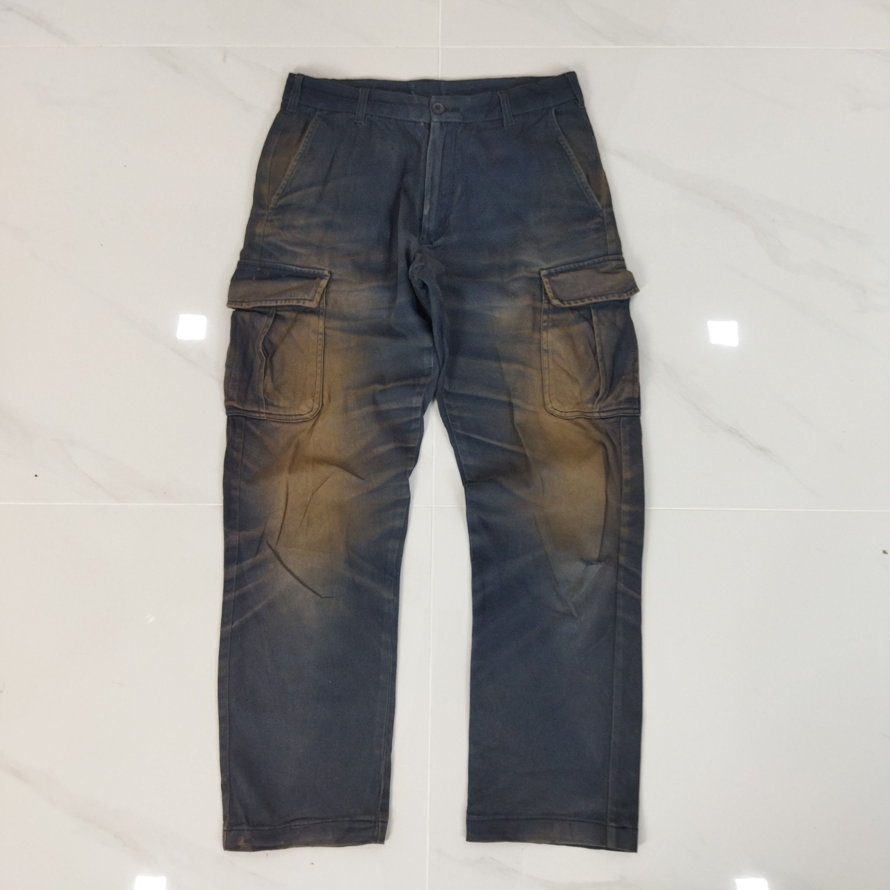 Japanese Brand VINTAGE JAPANESE BRAND FADED DARK BLUE CARGO PANTS Size US 29 - 1 Thumbnail