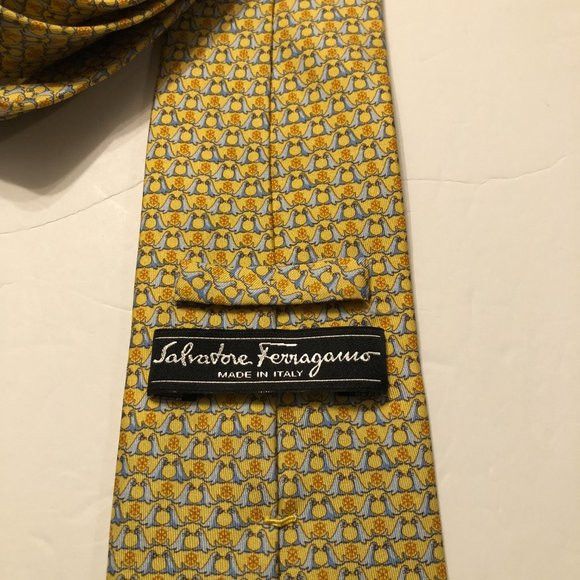 Salvatore Ferragamo SALVATORE FERRAGAMO MEN'S NEW 100%SILK TIE WIDTH: 3 1/2" Size ONE SIZE - 8 Thumbnail