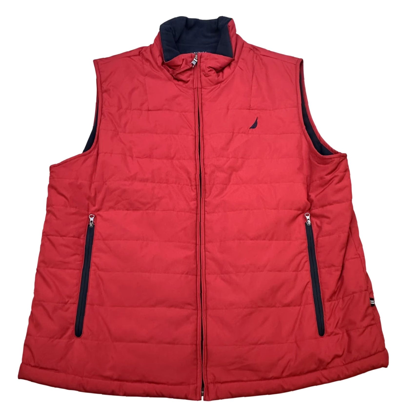 Nautica Nautica Vest Mens Large Red Quilted Puffer Zip Front Lined Navy Trim Size US L / EU 52-54 / 3 - 2 Thumbnail