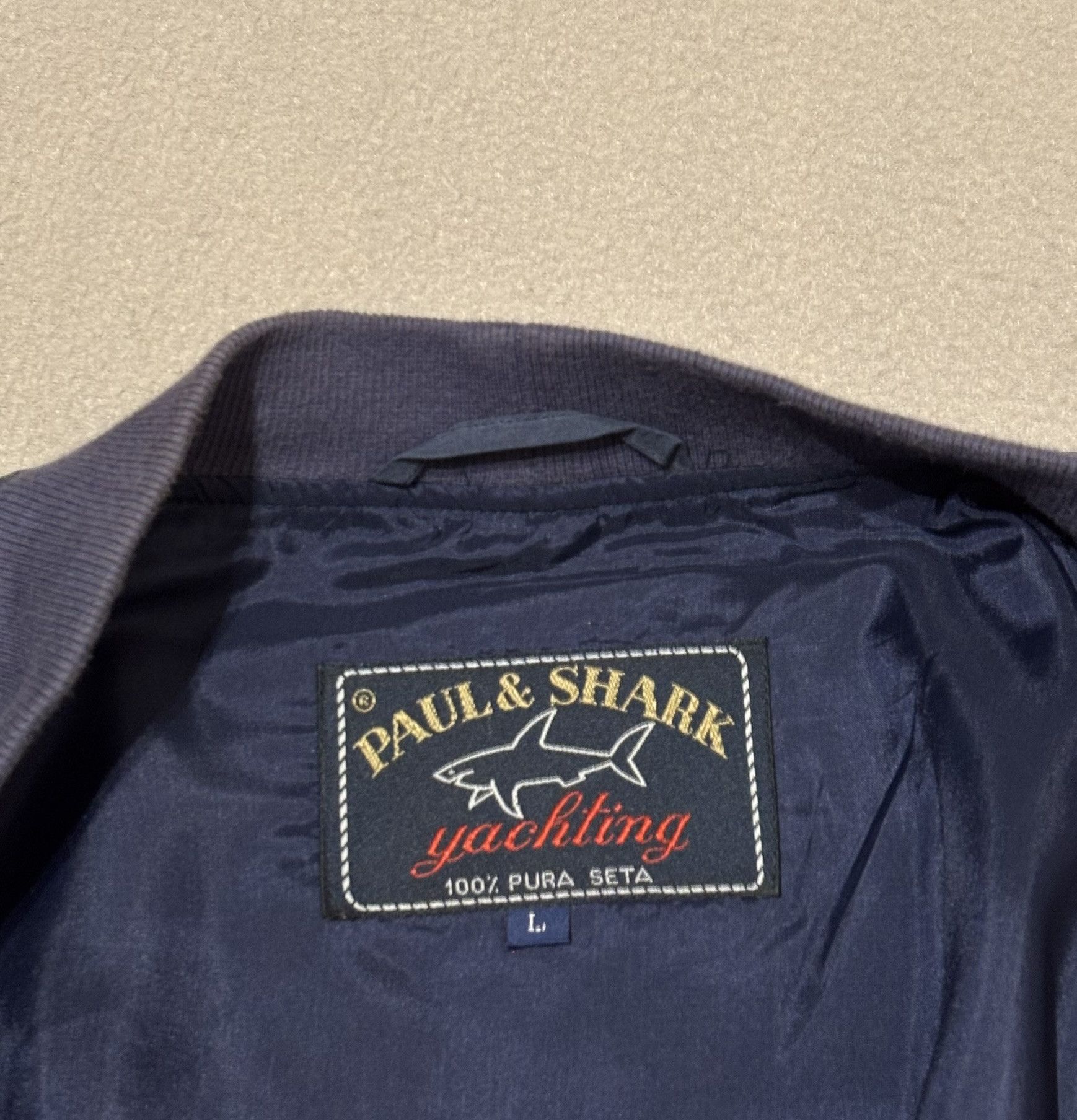Paul & Shark Paul Shark Bomber Jacket 100% Silk Navy Large Size US L / EU 52-54 / 3 - 17 Thumbnail