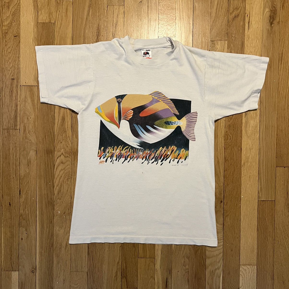 Vintage Vintage Triggerfish 80s Medium White T Shirt Size US M / EU 48-50 / 2 - 1 Thumbnail
