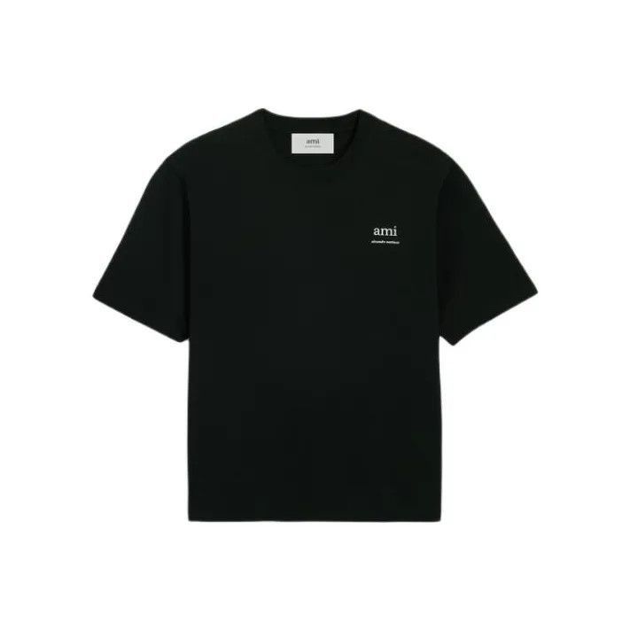Ami Black Cotton Logo Print T-shirt -2507