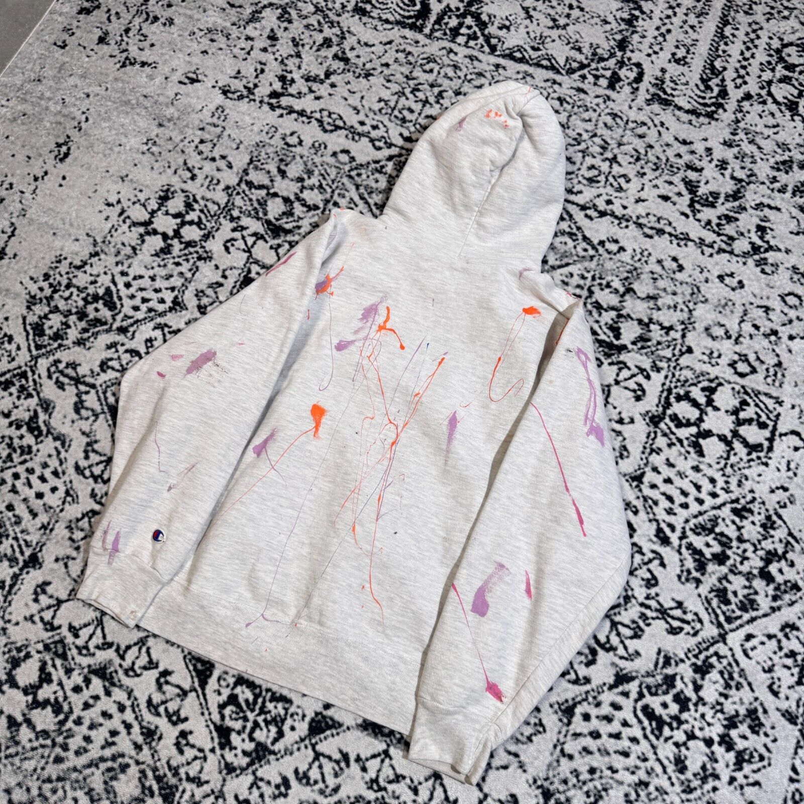 Champion × Vintage Champion Unisex Grey Cotton Hoodie Size S Paint Splatter Size US S / EU 44-46 / 1 - 13 Thumbnail