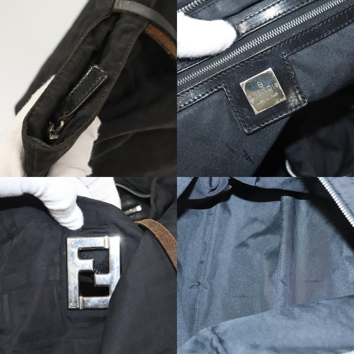 Fendi FENDI Zucca Canvas Tote Bag Nylon Black Silver Size ONE SIZE - 11 Thumbnail