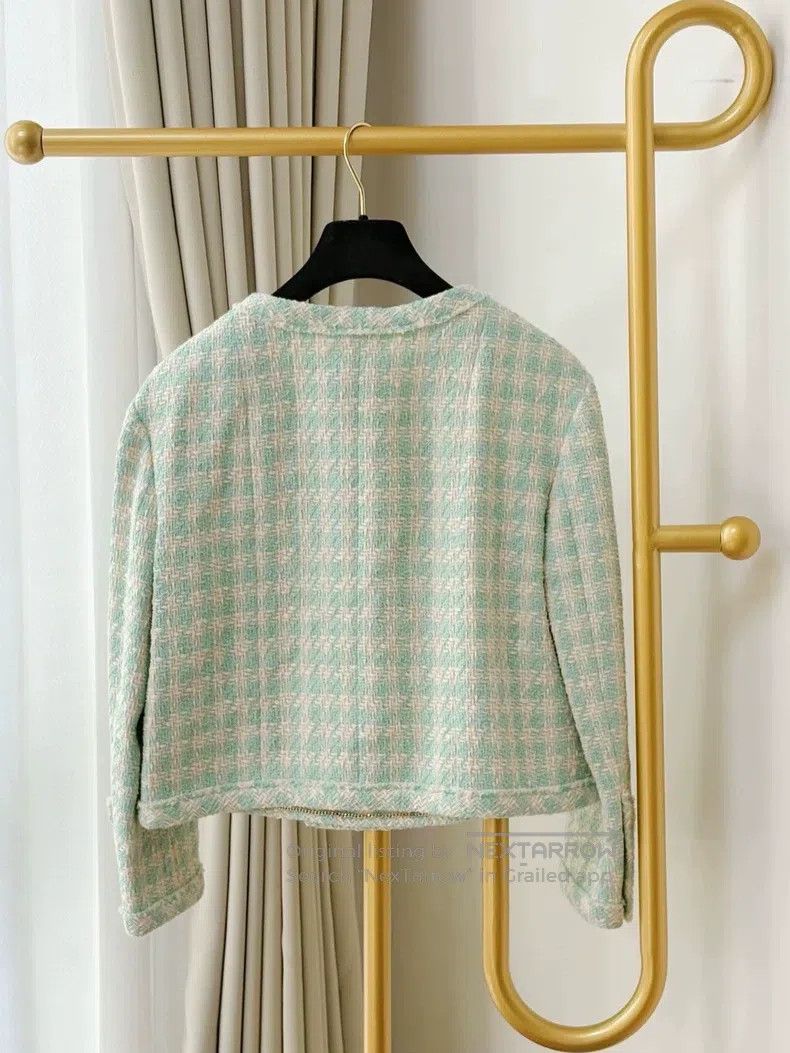 Chanel Chanel 23S mint green and white plaid double-breasted jack Size S / US 4 / IT 40 - 2 Thumbnail
