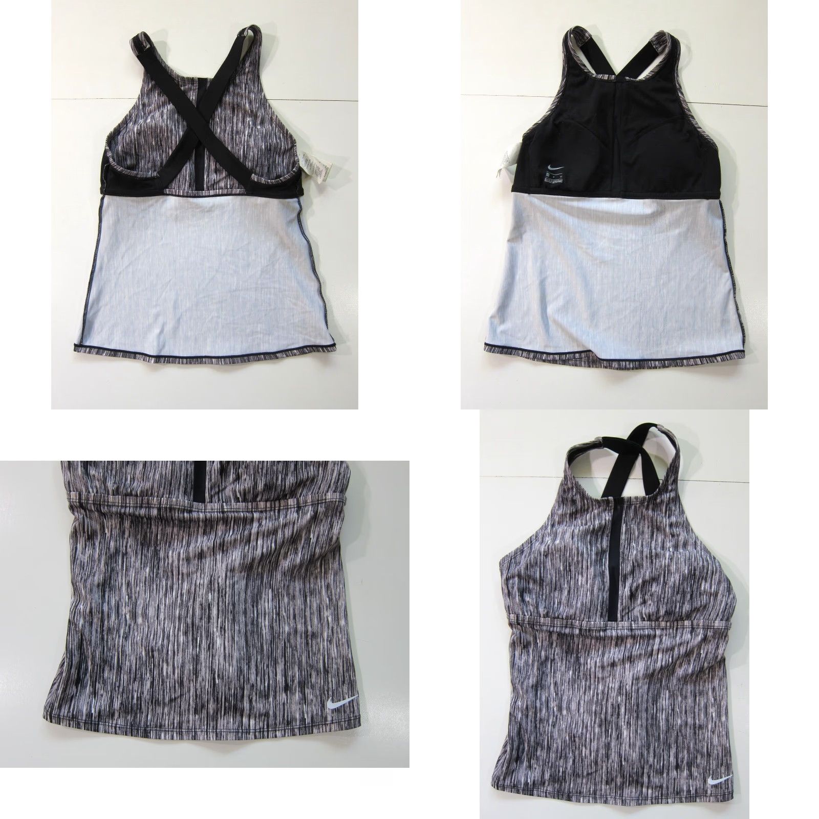 Nike Nike Grey Black White Stripe Stretch Built In Bra Yoga Run Workout Top Women S Size S / US 4 / IT 40 - 8 Thumbnail
