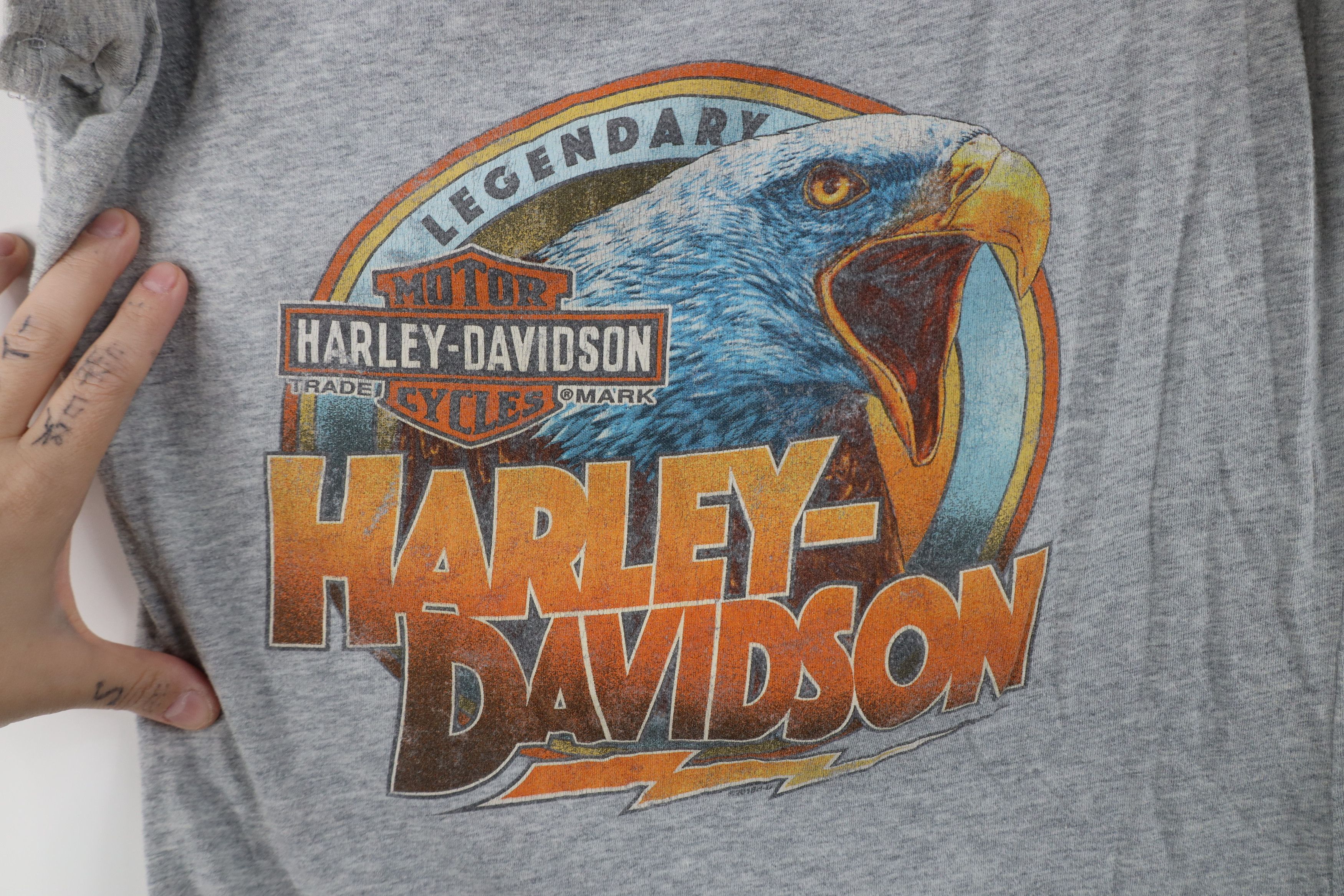 Harley Davidson Y2K Harley Davidson Spell Eagle Short Sleeve T-Shirt Gray Size L / US 10 / IT 46 - 4 Thumbnail