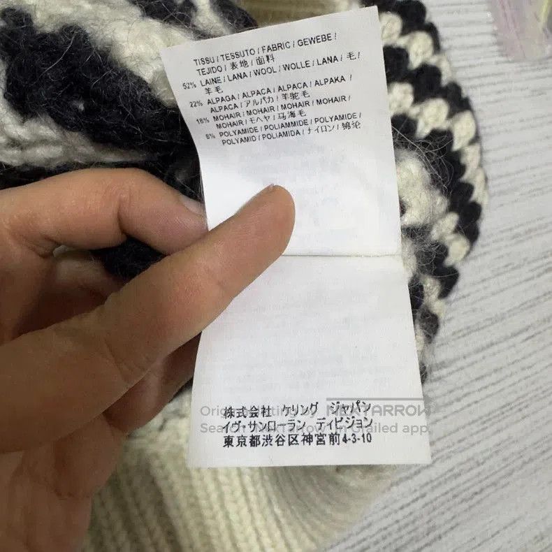 Saint Laurent Paris Saint Laurent Black and White Thick Woolen Crewneck Sweater Size US L / EU 52-54 / 3 - 5 Thumbnail