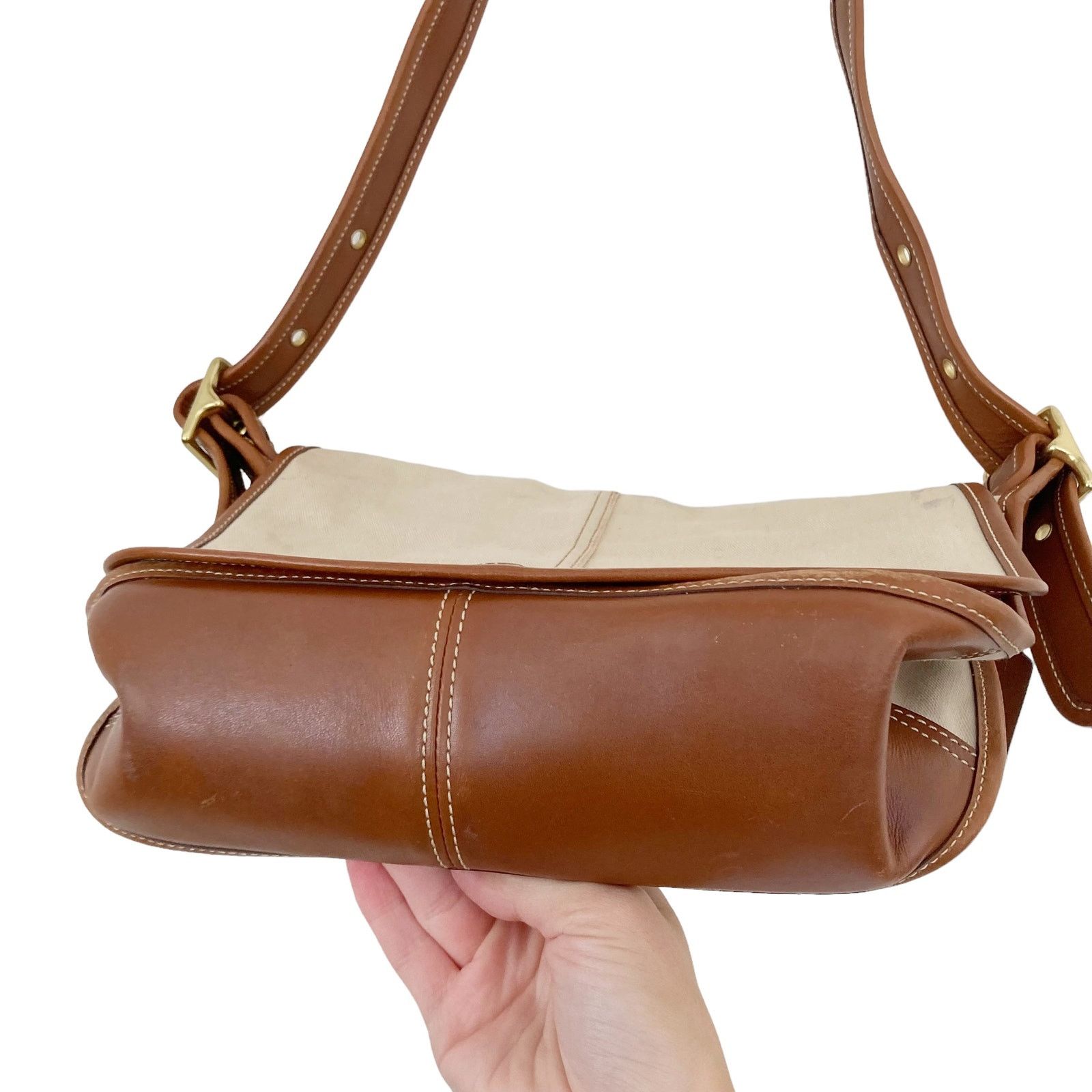 Coach Coach Canvas Leather Cream Brown Bag Size ONE SIZE - 4 Thumbnail