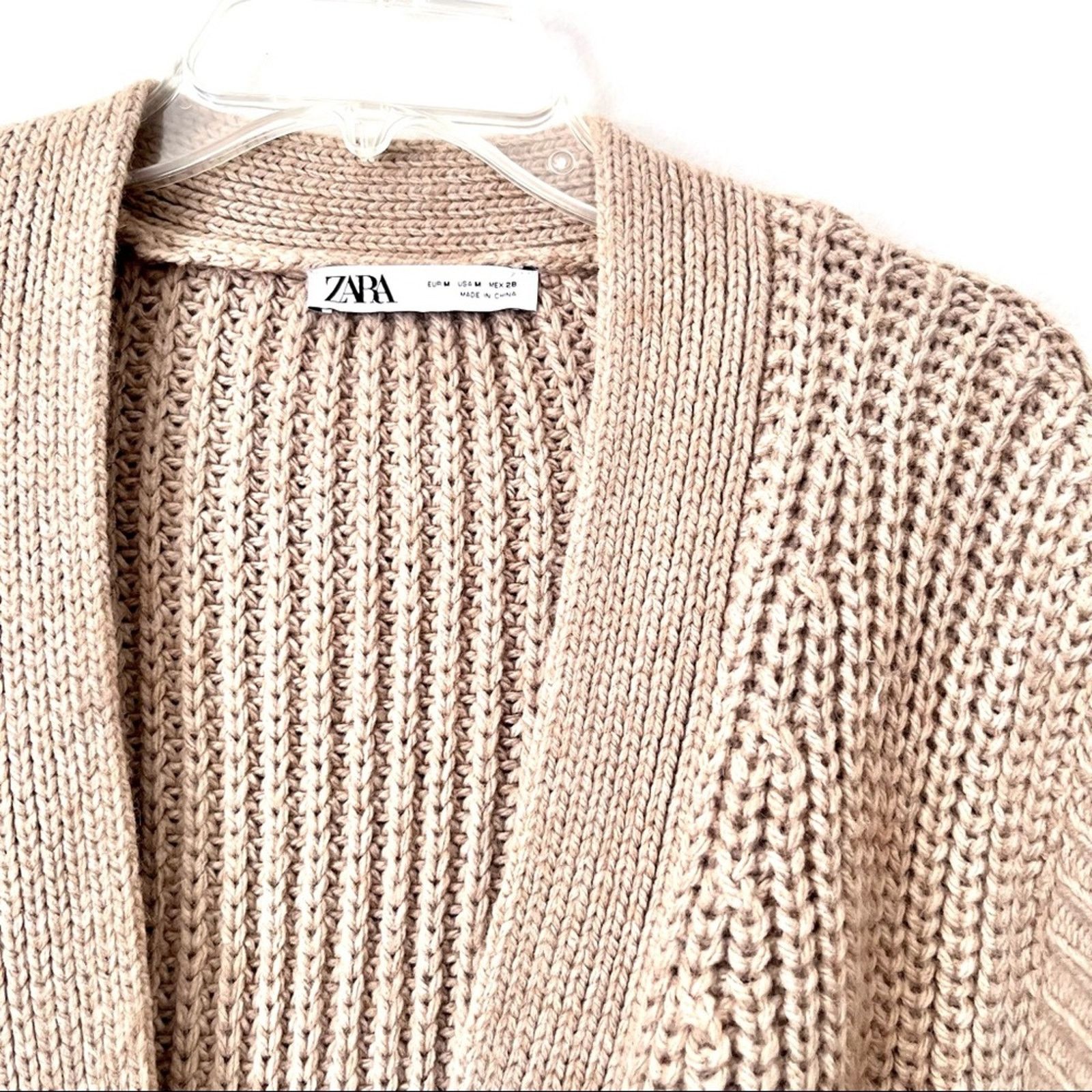 Zara Tan Chunky Knitted Sweater Waistcoat Vest with Belt