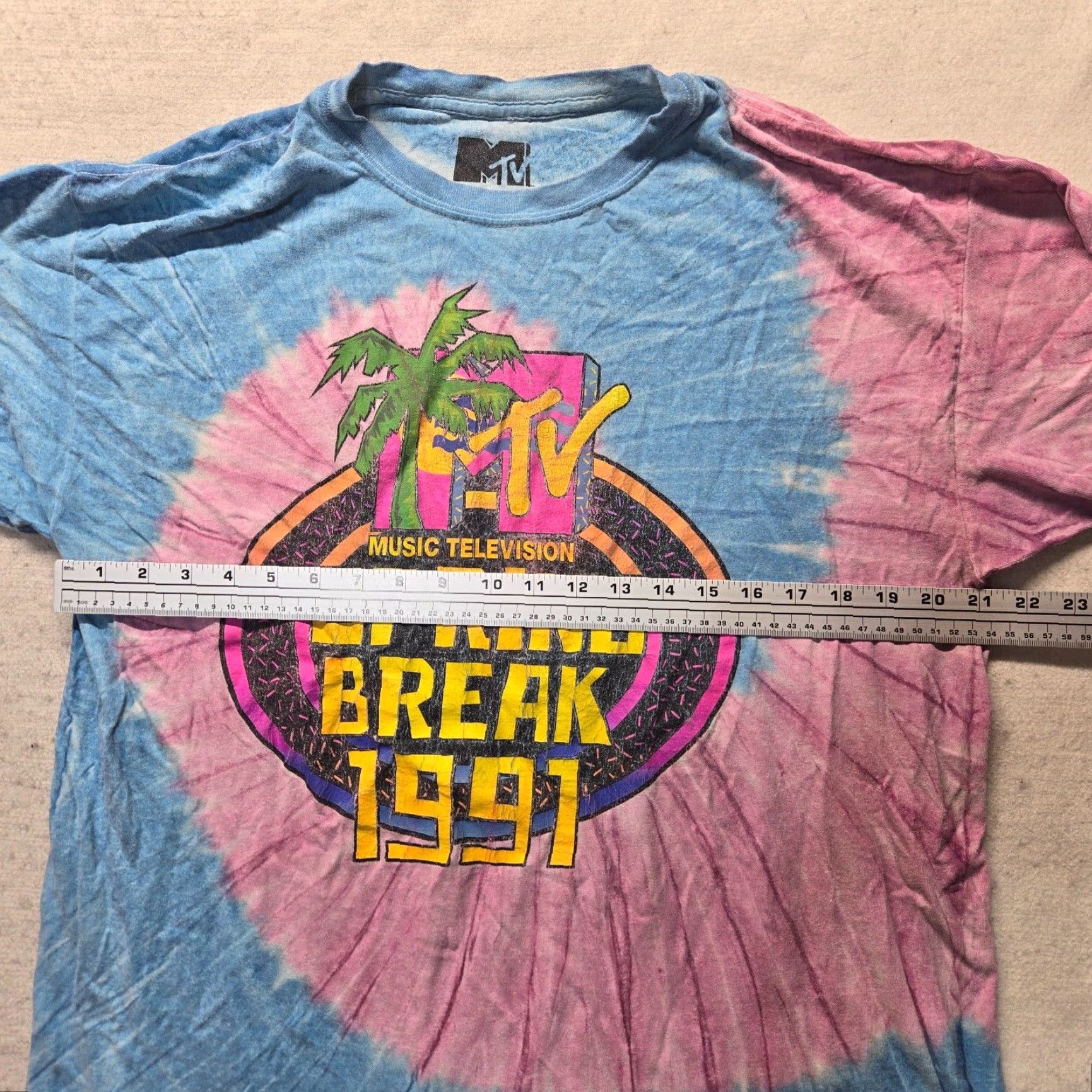 Pinko MTV Shirt Adult XL Multicolor Tie Dye Short Sleeve Men Size XL 1991 Spring Break Tee Size US XL / EU 56 / 4 - 7 Thumbnail