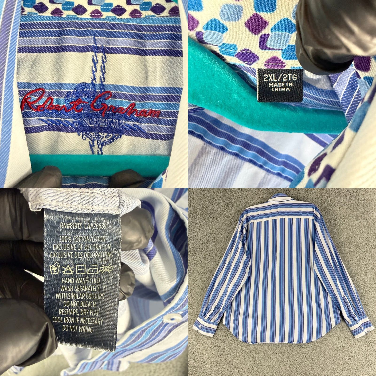 Robert Graham Robert Graham Shirt Mens 2XL Blue Striped Long Sleeve Button Down Cotton Classic Size US XXL / EU 58 / 5 - 8 Thumbnail