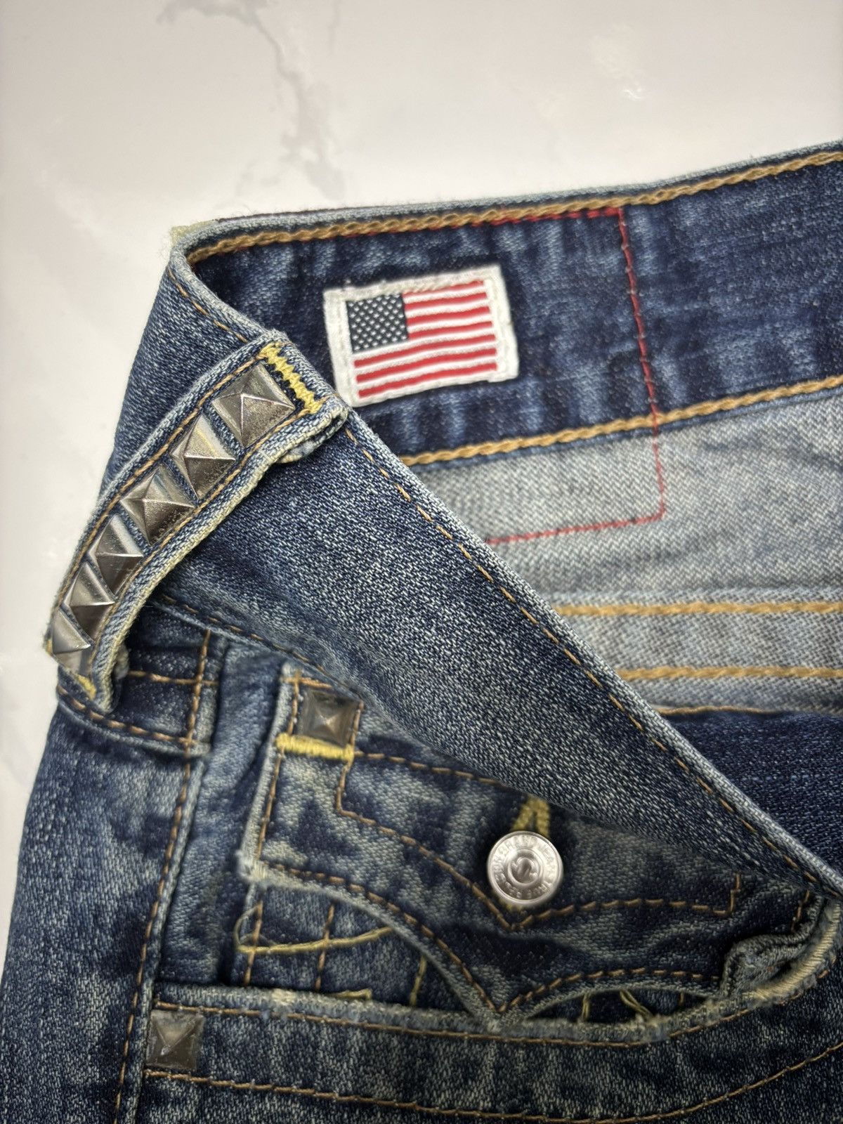 Hysteric Glamour × Le Grande Bleu (L.G.B.) × True Religion TRUE RELIGION METAL STUDDED FLARE JEANS BOOTCUT BILLY Size US 32 / EU 48 - 11 Thumbnail