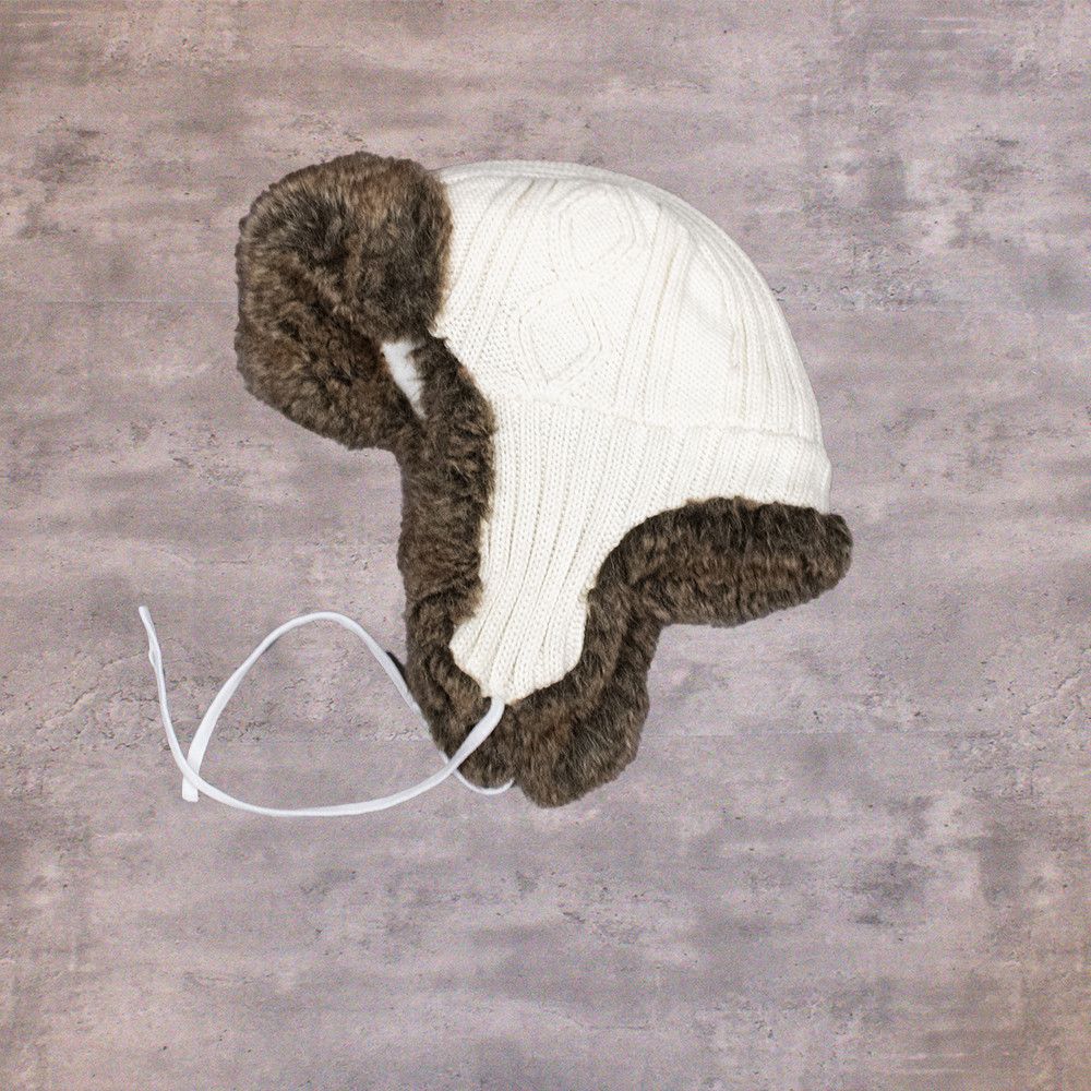 Vintage Vintage VTG Y2K 2000's Denver Hanyes Knitted Cream Ushanka Size ONE SIZE - 1 Thumbnail