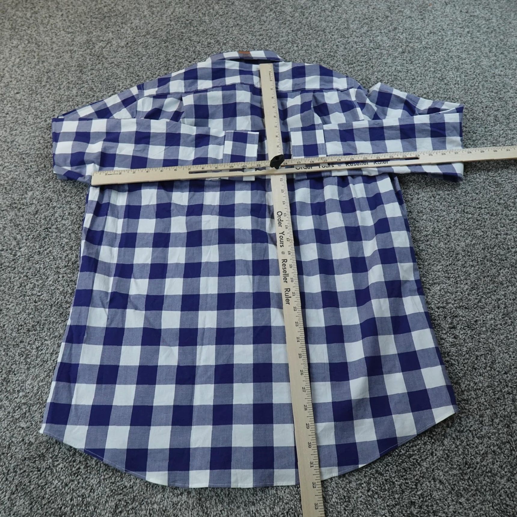 Croft & Barrow Croft & Barrow Shirt Mens 16.5 32/33 Blue Dress Shirt Slim Stretch Gingham Long Sleeve Button Up Size 46R - 6 Thumbnail