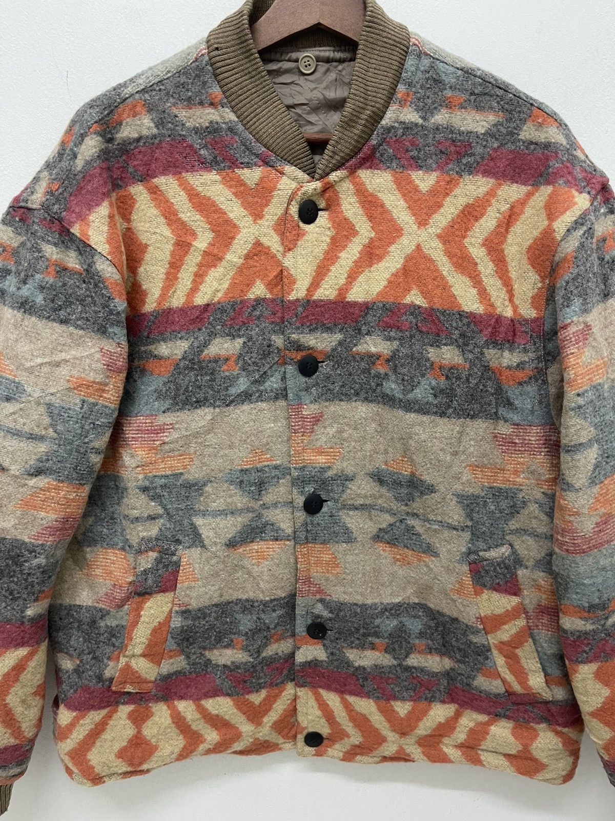 Vintage VINTAGE AZTEC NAVAJO BOMBER WOOL JACKET Size US L / EU 52-54 / 3 - 3 Thumbnail