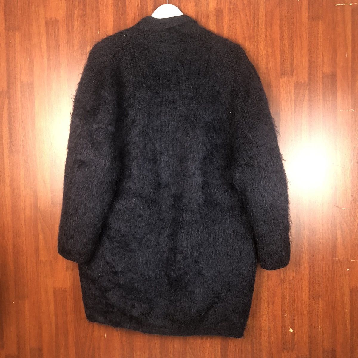 Vintage Blanct Dark Blue Shag Shaggy Fur Mohair Cardigan #7408 Size US XL / EU 56 / 4 - 12 Thumbnail