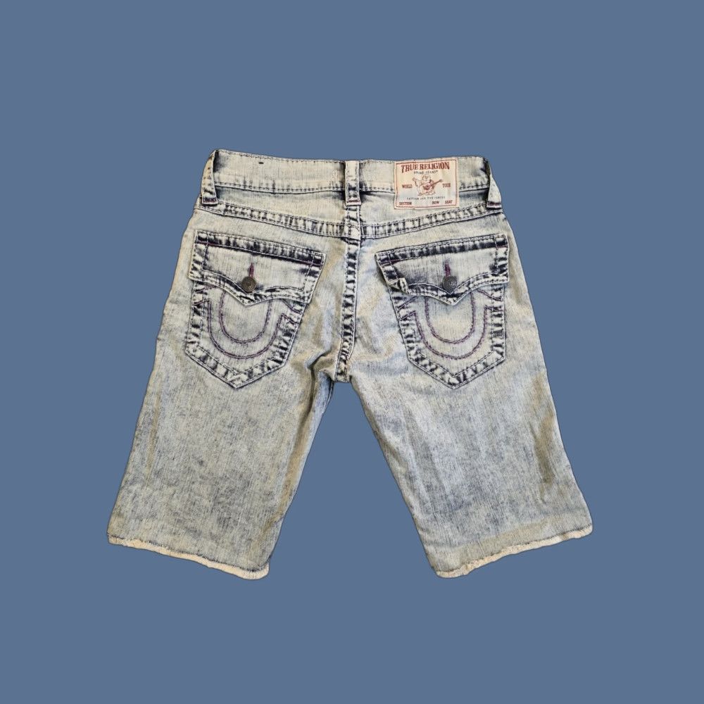 True Religion True Religion Ricky Relaxed Straight Super T Acid Wash Shorts Men's 29 Blue Denim Casual Summer 29 Mens Size US 29 - 1 Thumbnail