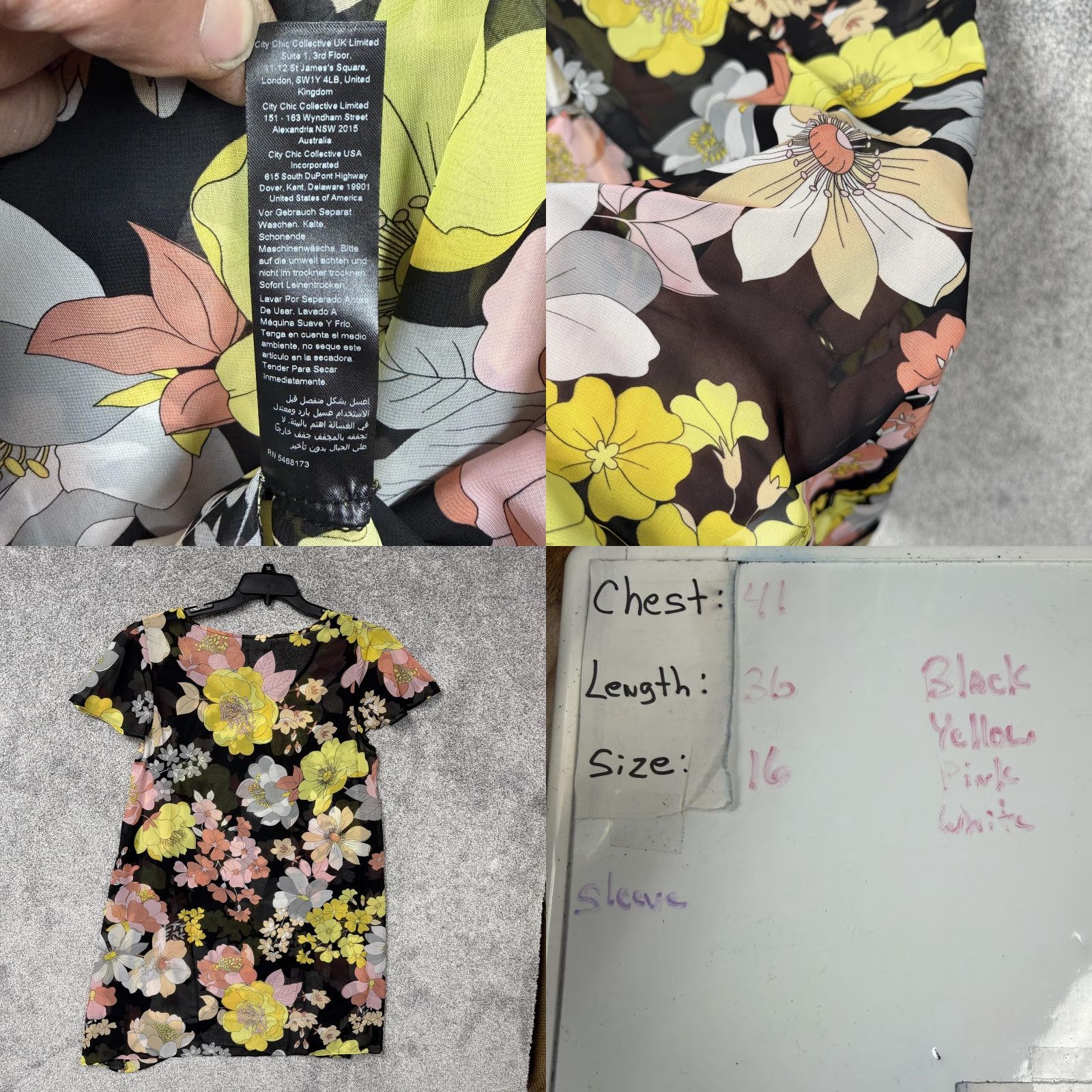 Avenue Avenue Studio Dress 16 Floral Emilia OverlayGarden Party A Line Dark Romantic Size XXL / US 16-18 / IT 52-54 - 8 Thumbnail