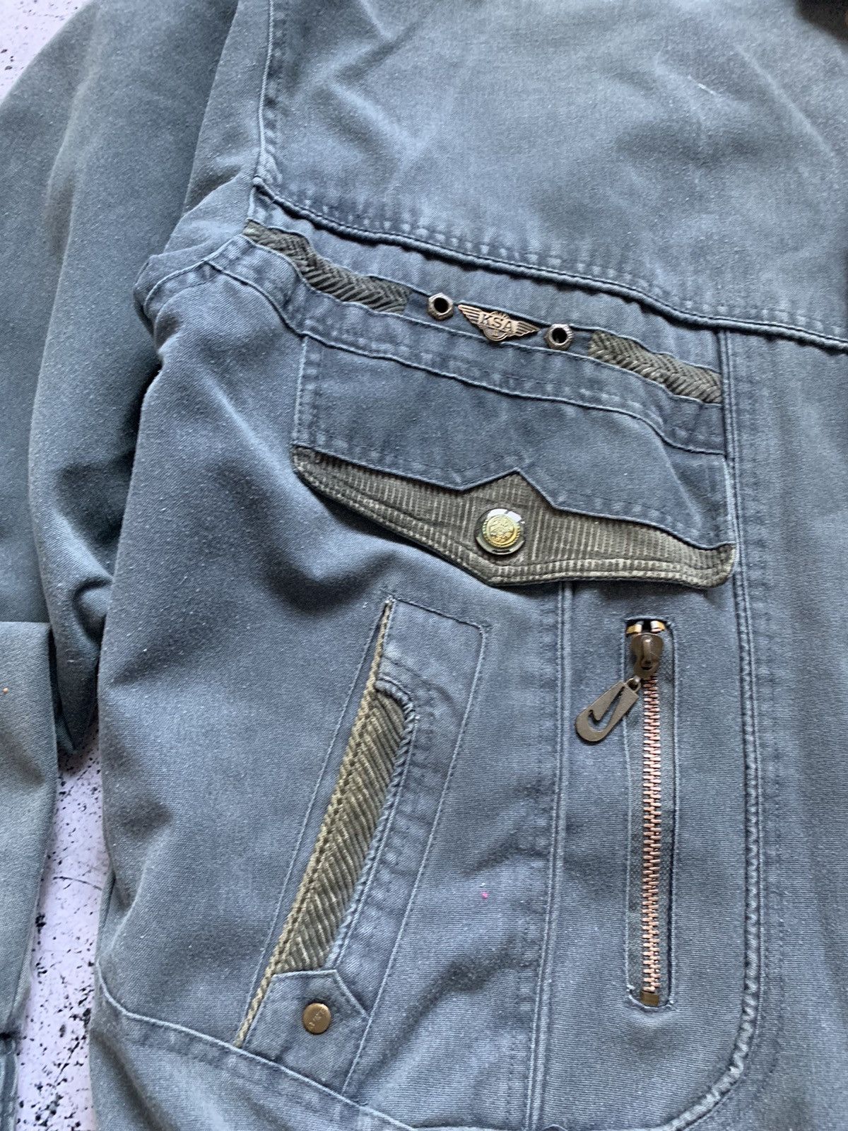 Nike × Vintage RARE! Vintage Nike Denim Jacket Bomber Pocket Zip Size XL Y2K Size US XL / EU 56 / 4 - 7 Thumbnail