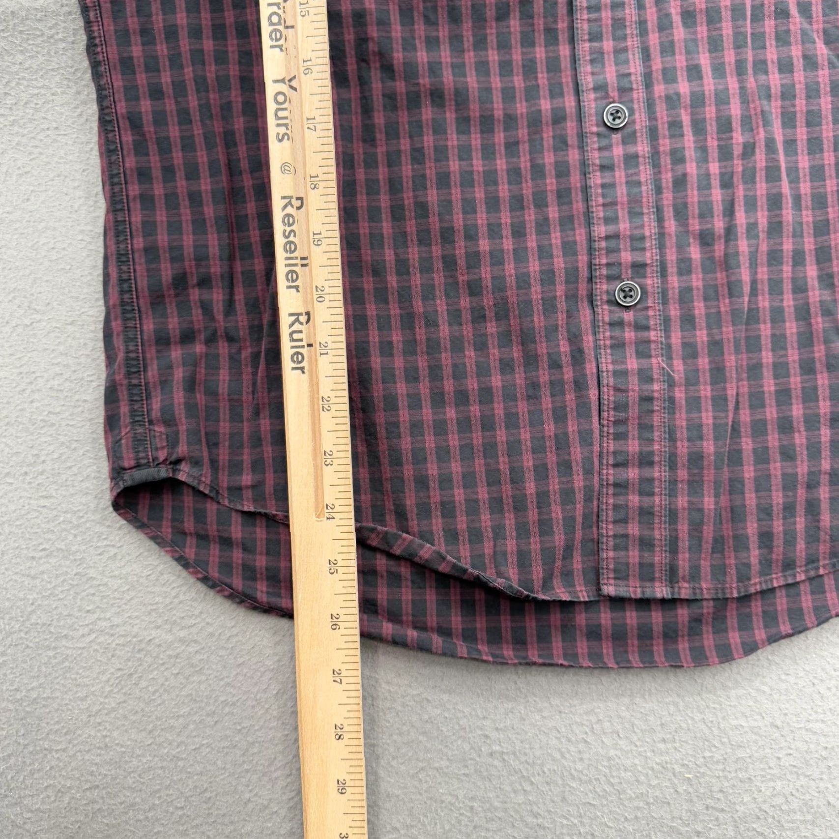Rag & Bone rag & bone Shirt Mens Medium Burgundy Black Plaid Slim Fit Button Down Casual Size US M / EU 48-50 / 2 - 5 Thumbnail