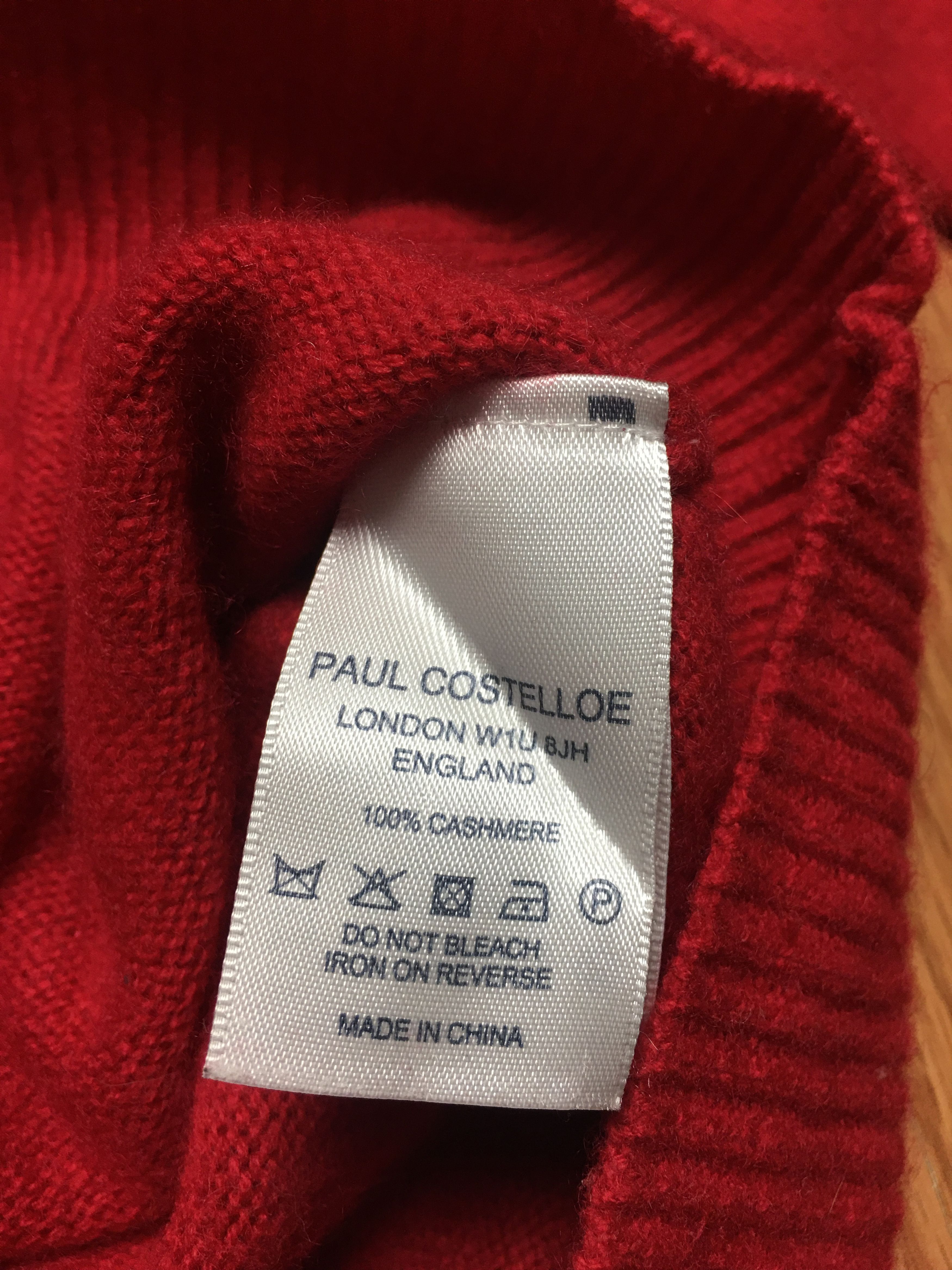 Designer Paul Costelloe Cashmere Red Turtle Neck Sweater Size S / US 4 / IT 40 - 8 Thumbnail