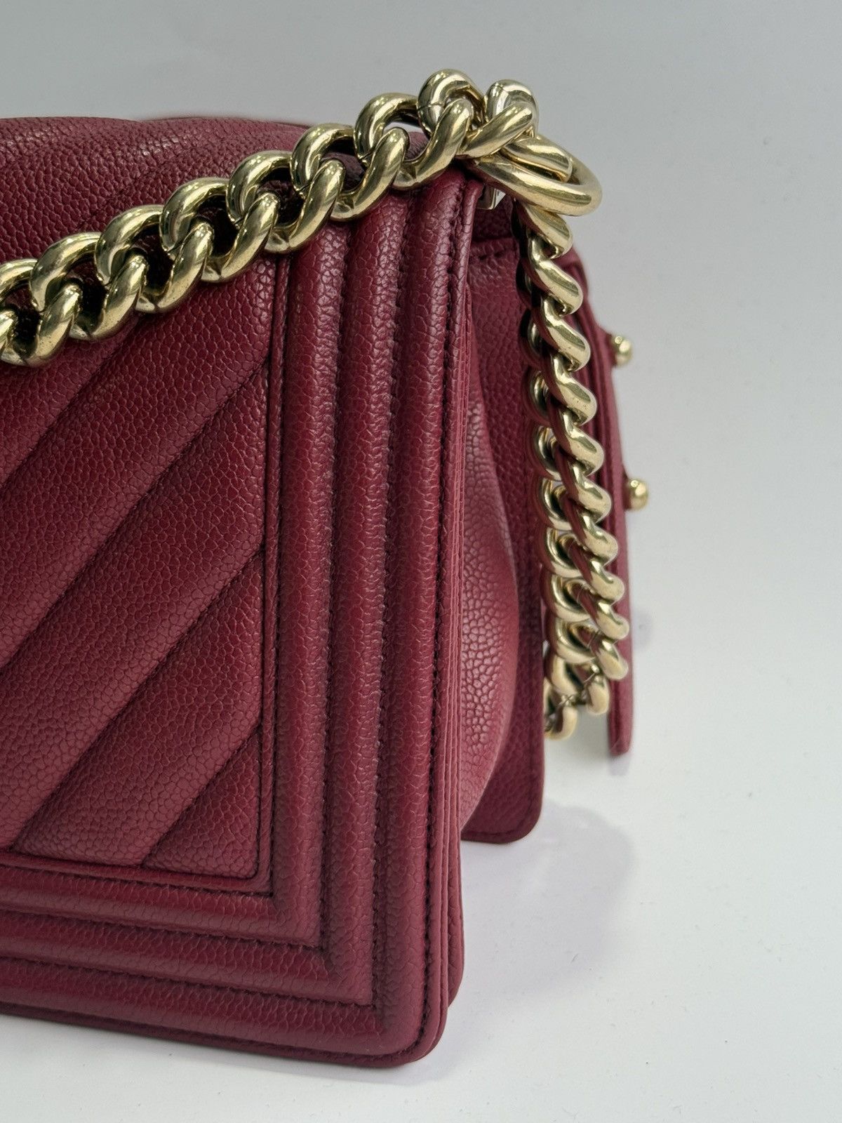 Chanel Chanel - Chevron LeBoy Maroon GHW Bag Size ONE SIZE - 4 Thumbnail