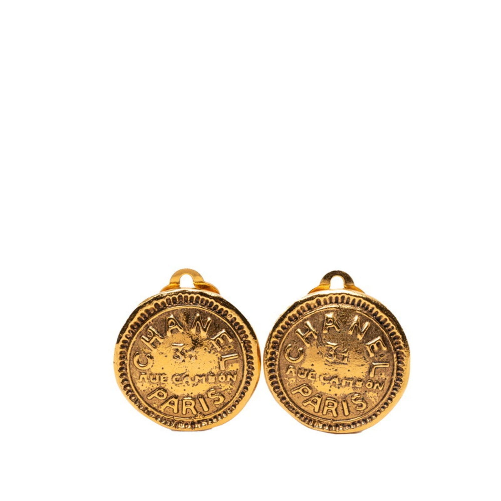 Chanel Vintage Chanel 31 Rue Cambon Coco Mark Earrings, Gold Plated, Women's, CHANEL Size ONE SIZE - 1 Thumbnail