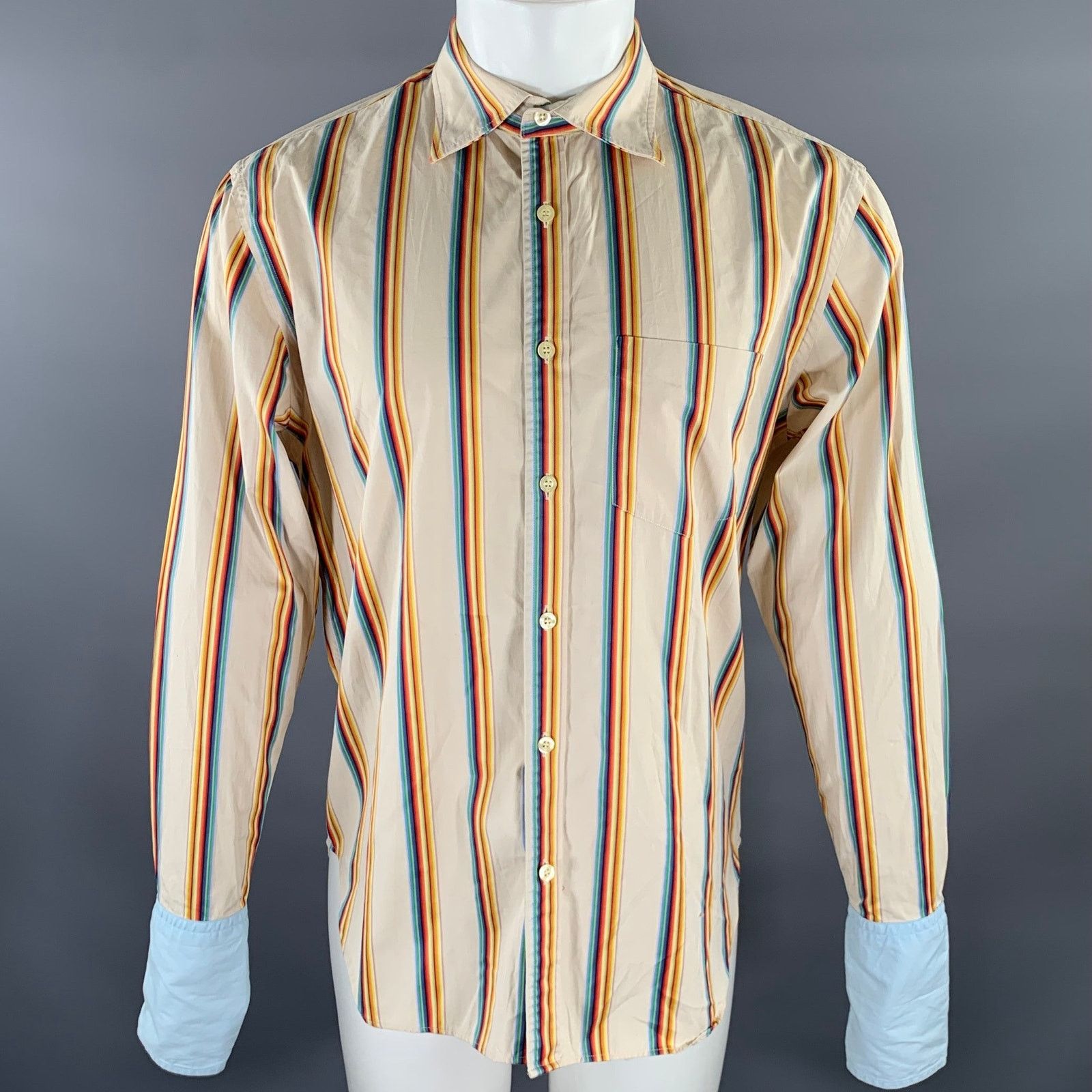 Paul Smith PAUL SMITH L Mixed Pattern Cotton Long Sleeve Shirt Size US L / EU 52-54 / 3 - 1 Thumbnail