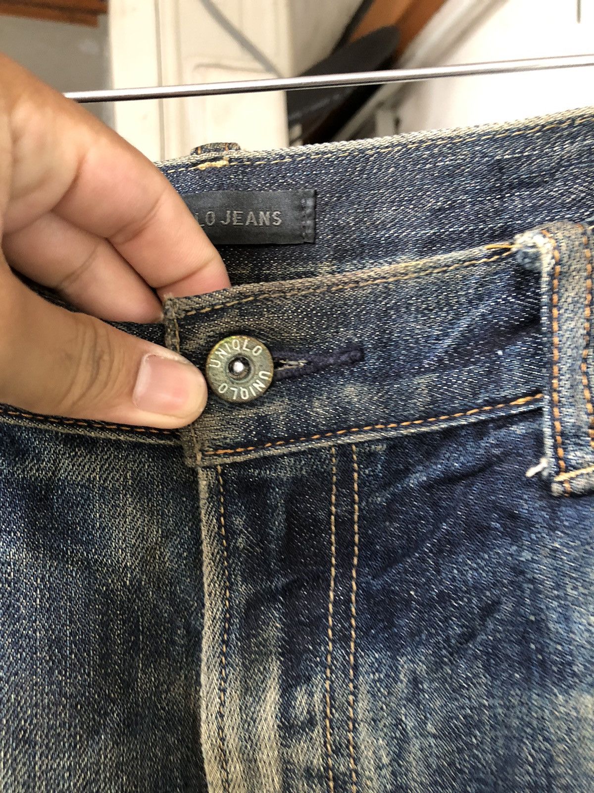 Uniqlo Uniqlo Flare Distressed Kaihara Denim Wax Jeans Straight Cut Size US 35 - 9 Thumbnail
