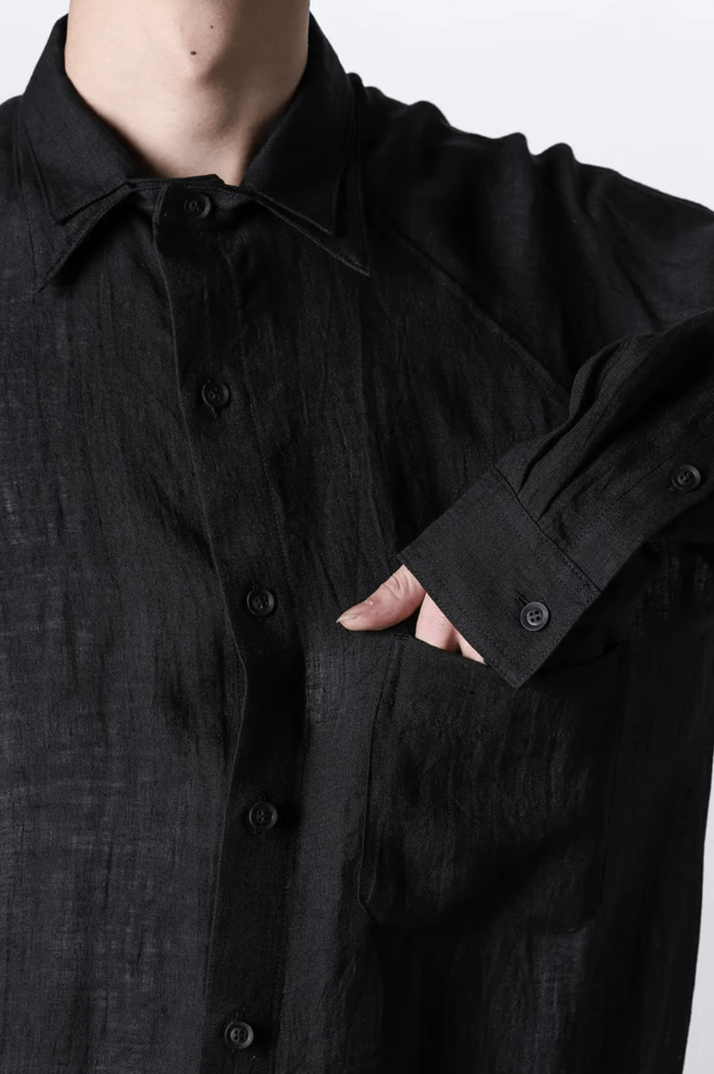Yohji Yamamoto Yohji Yamamoto Pour Homme - Linen ATTACHED COLLAR BLOUSE Size US M / EU 48-50 / 2 - 5 Thumbnail