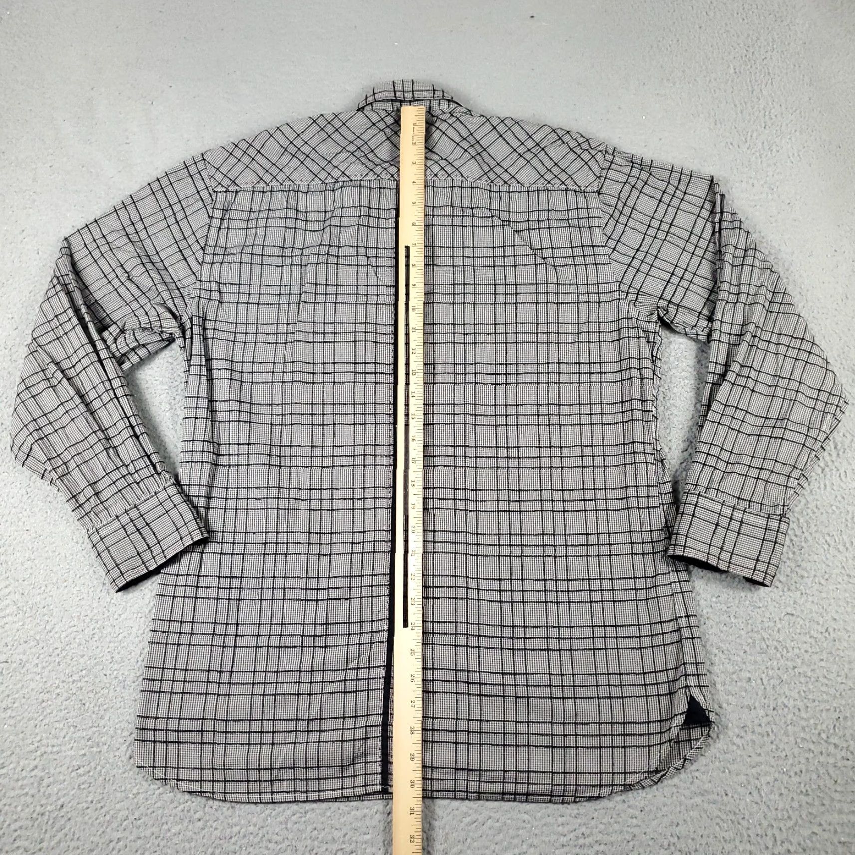 BUGATCHI Bugatchi Uomo Shirt Mens XL Gray/Brown Plaid Button-Up Long Sleeve Casual Formal Workwear Size US XL / EU 56 / 4 - 5 Thumbnail