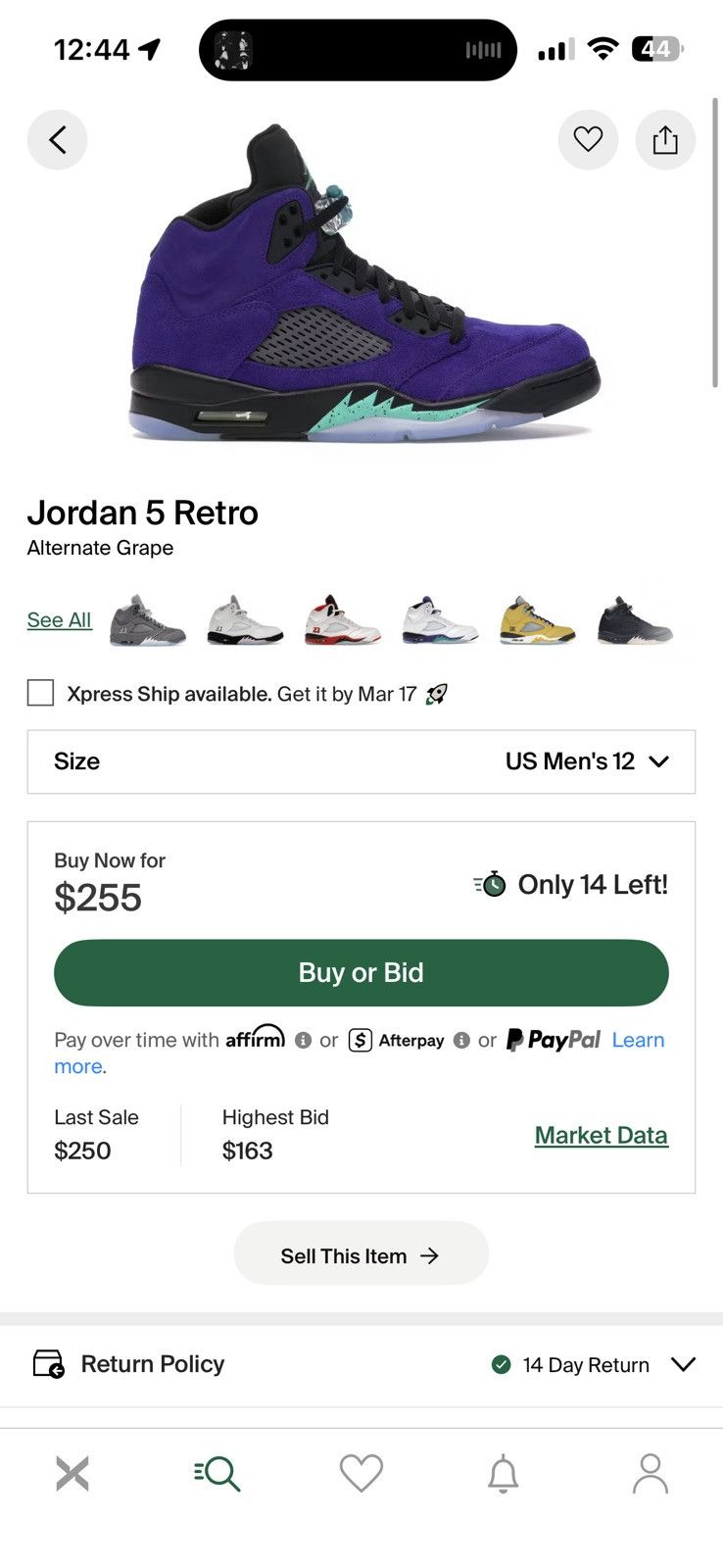 Jordan Brand Air jordan 5 alternate grape Size US 12 / EU 45 - 9 Thumbnail
