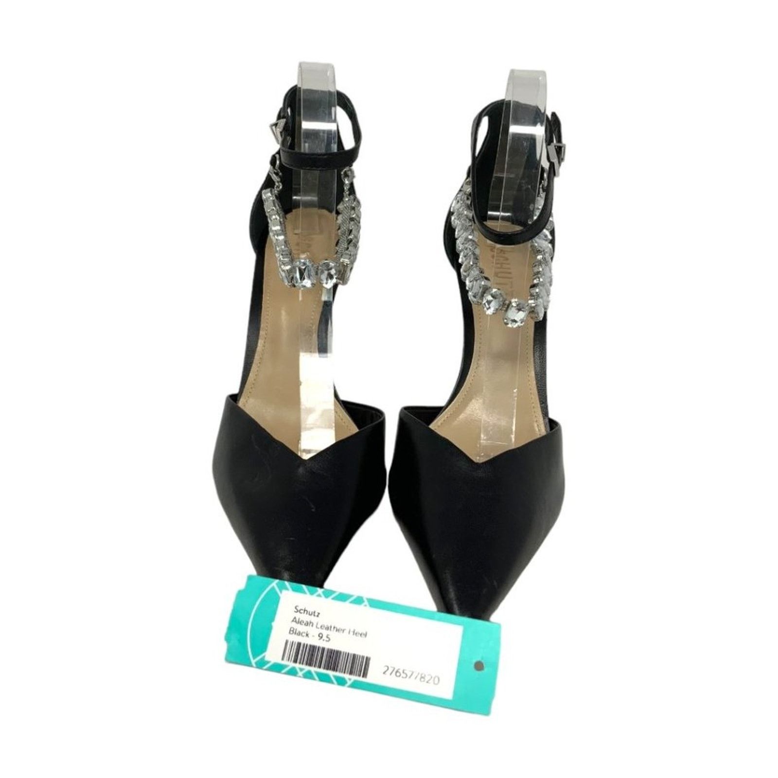 SCHUTZ Schutz Aleah Leather Heel Rhinestone Chain 9.5 NWT $148 Size US 9.5 / IT 39.5 - 5 Thumbnail