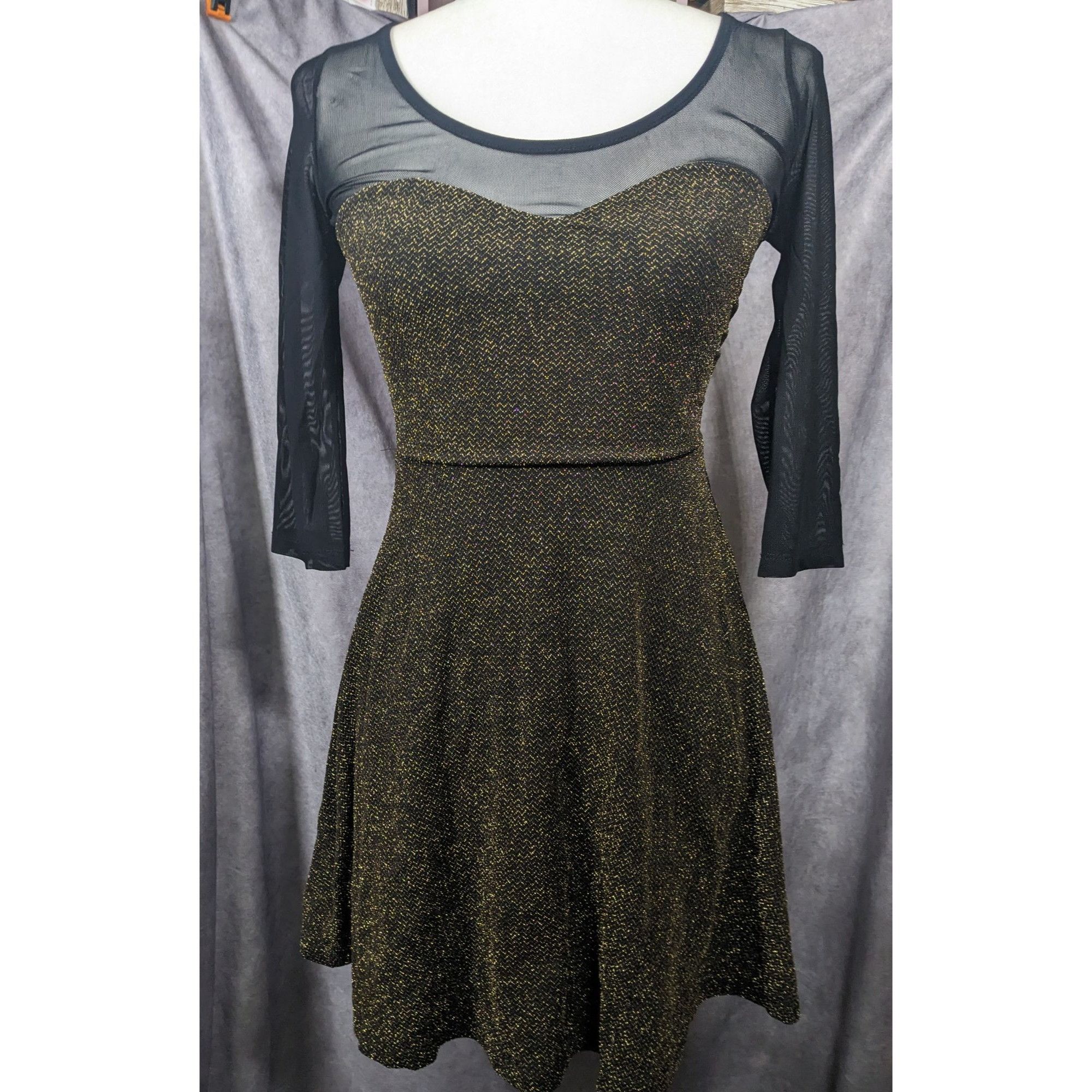 Other Material Girl Gothic Glam 80s Style Black And Gold Mesh Top Size S / US 4 / IT 40 - 6 Thumbnail