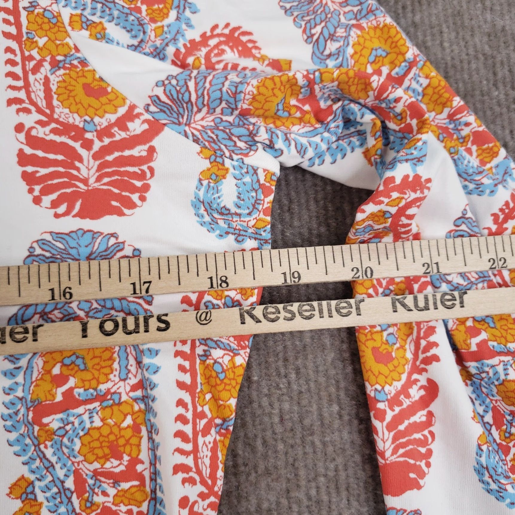 J.McLaughlin J McLaughlin Blouse Shirt Womens Medium Orange White Catalina Cloth Stretch Paisley Henley Pullover Casual Tunic Size M Nylon Spandex Size M / US 6-8 / IT 42-44 - 3 Thumbnail