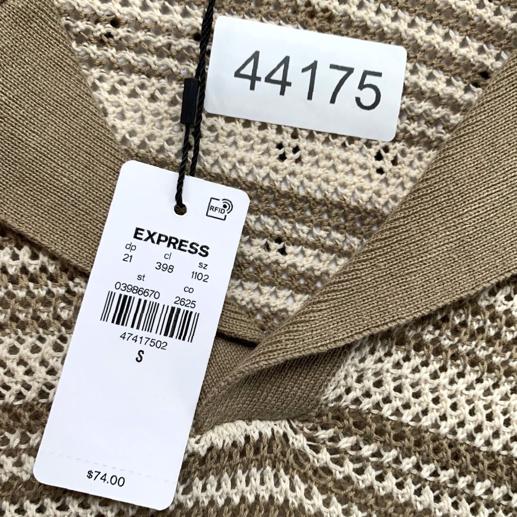 Express VINTAGE Express Polo Shirt Mens Small Beige Striped Short Sleeve 74$ Navy Mens Size US S / EU 44-46 / 1 - 6 Thumbnail