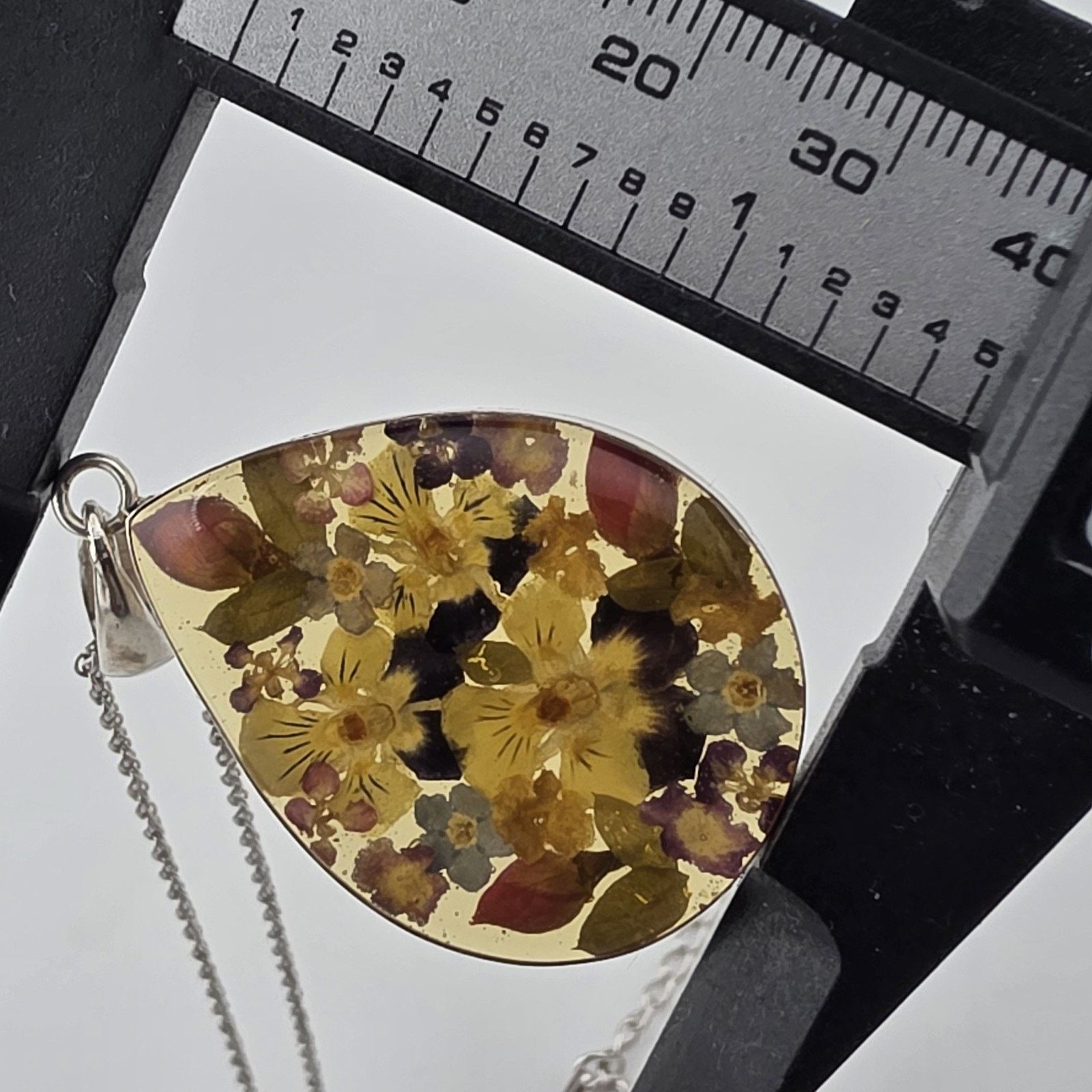 Other ATI Mexico 925 Sterling Silver Flower Resin Pendant Necklace Size ONE SIZE - 9 Thumbnail