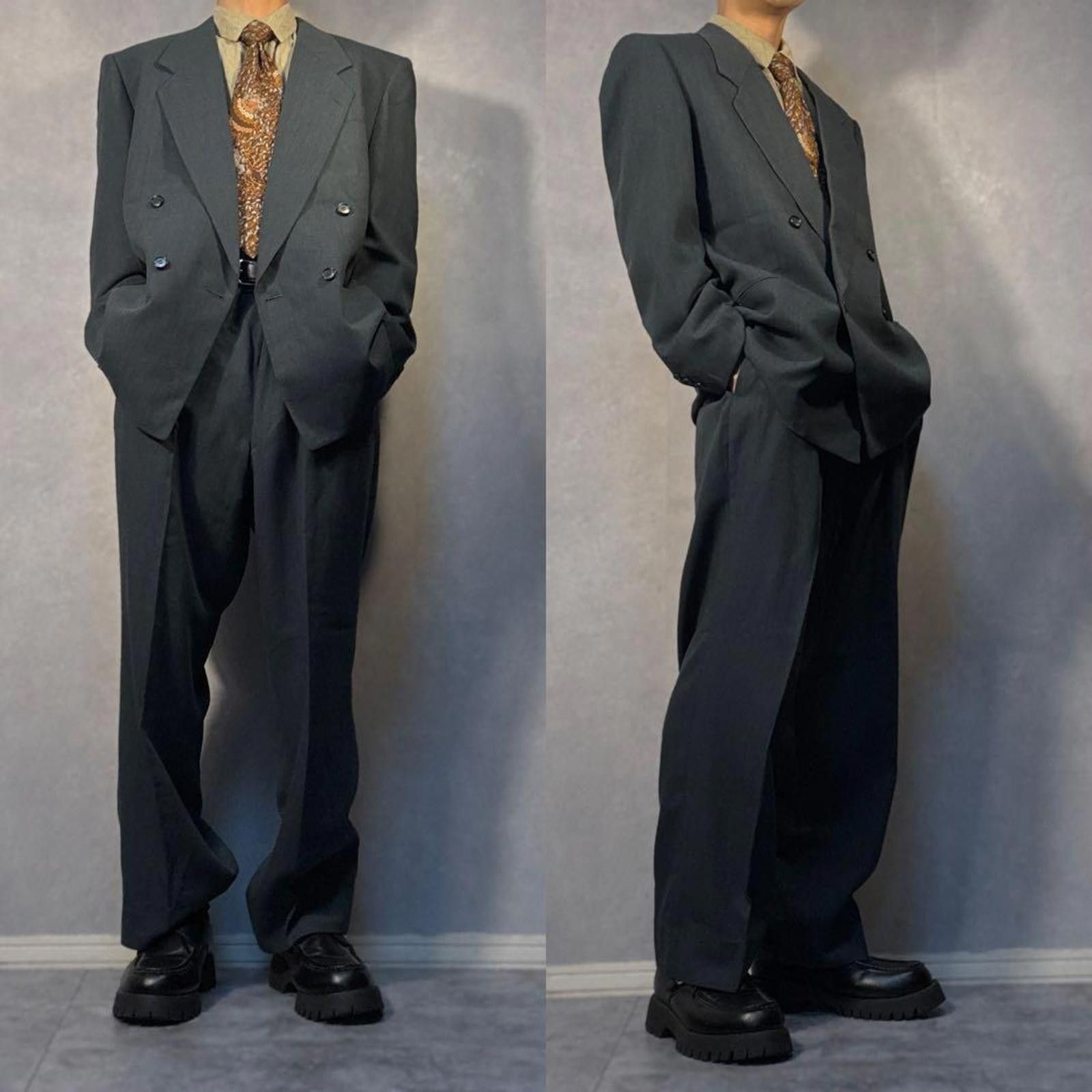 Lanvin Lanvin - Men's Classic Double-Breasted Suit in Dark Grey Size 38R - 1 Thumbnail