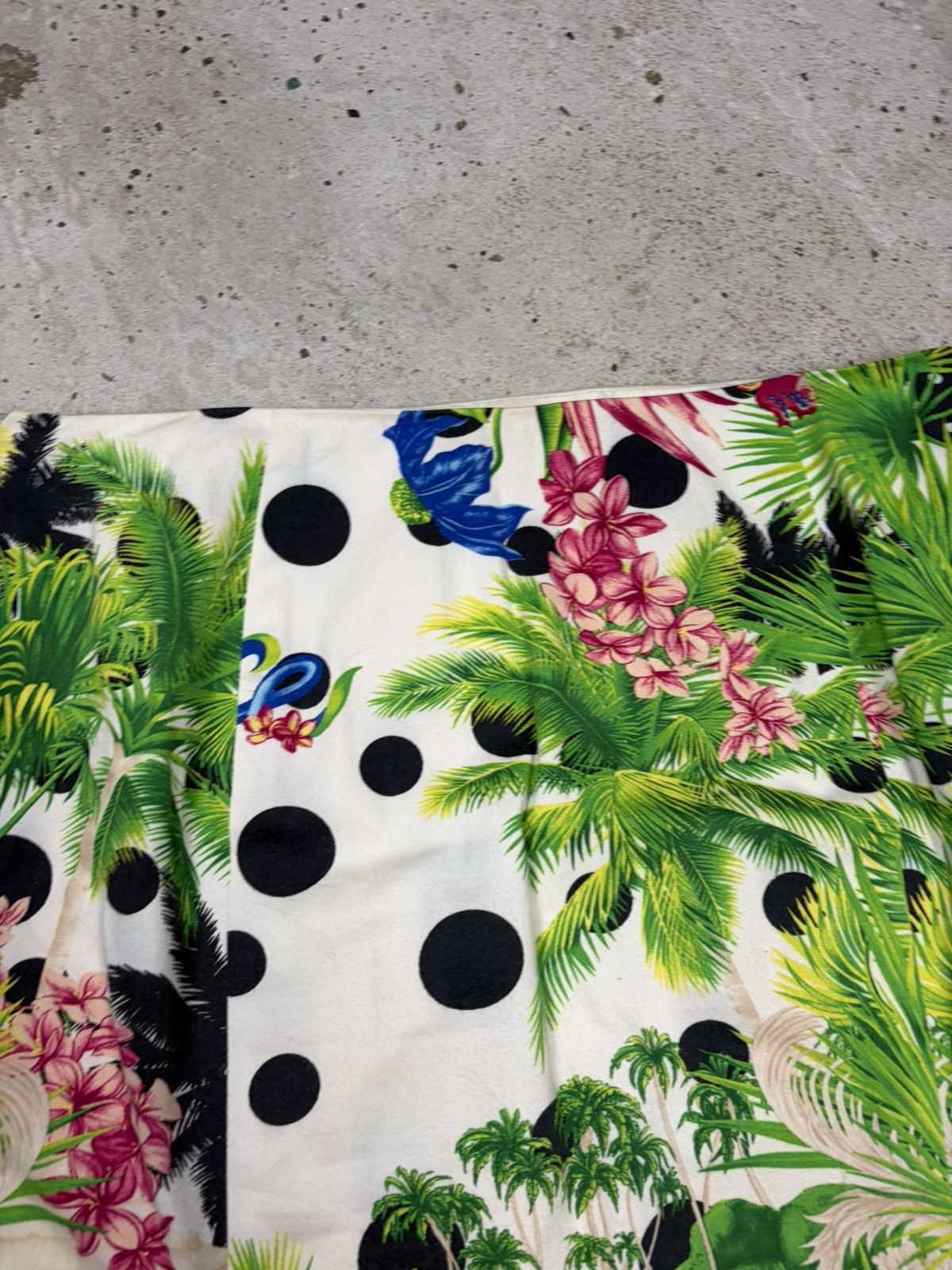 Versace 2000s Gianni Versace Floral Palms Polka Dot Print Skirt Size 33" - 19 Thumbnail