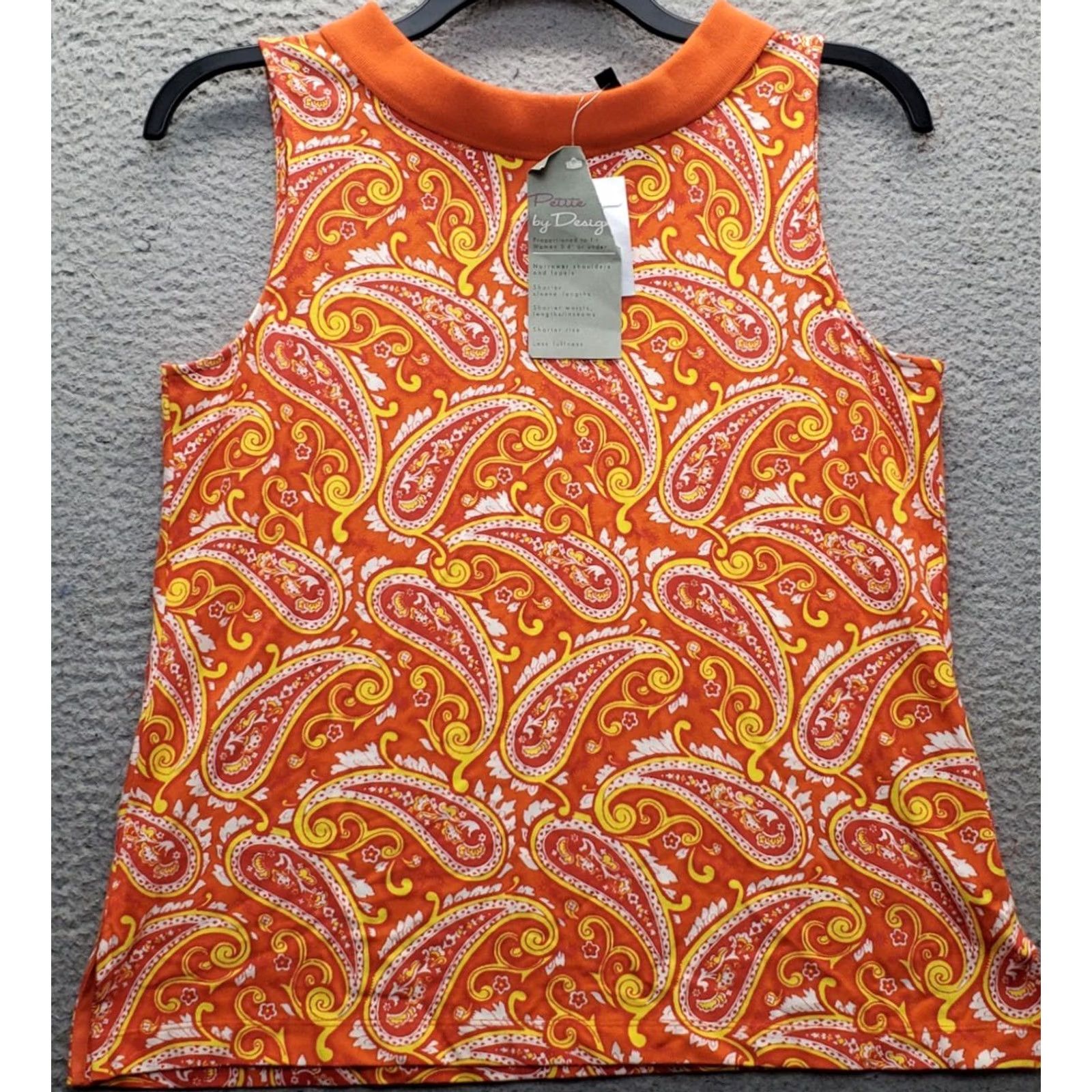 Talbots Talbots Tank Top Womens Petite L Multi Paisley Collared Stretch Slit Size L / US 10 / IT 46 - 2 Thumbnail