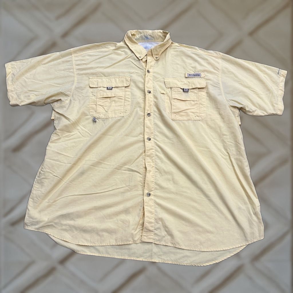 Vintage Columbia PFG Omni Shade Bahama Shirt Mens 2XL Yellow Button-Down Short Sleeve Size US XXL / EU 58 / 5 - 1 Thumbnail